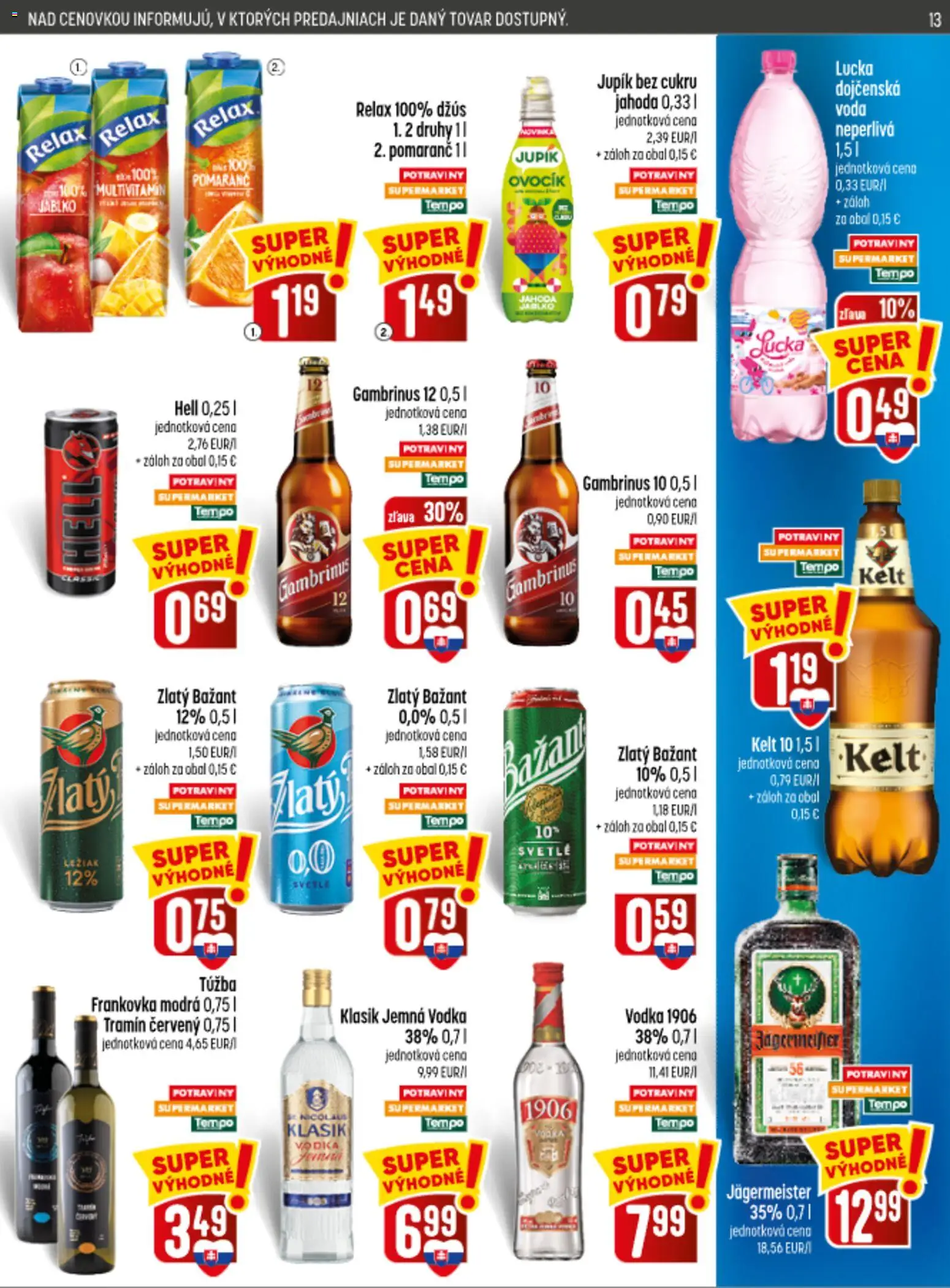 Náhľad COOP Jednota letáku platného od 10.09.2026 - Vodka, Multivitamín, Džús, Gambrinus, Kelt, Pór, Zlatý Bažant, Lucka