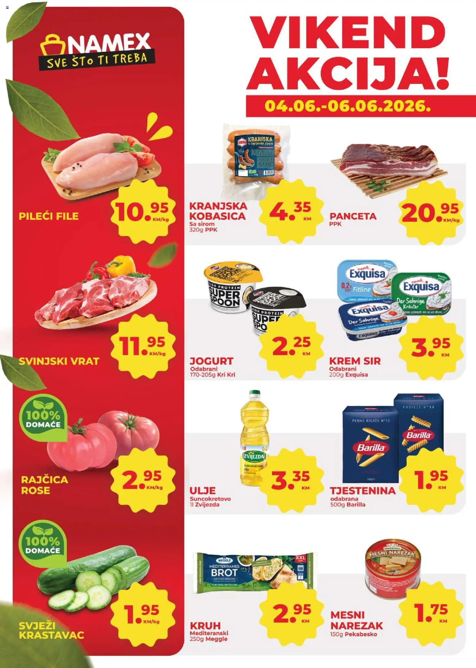Pregled letka Namex vikend akcija trgovine Namex vrijedi od 04.06.2026