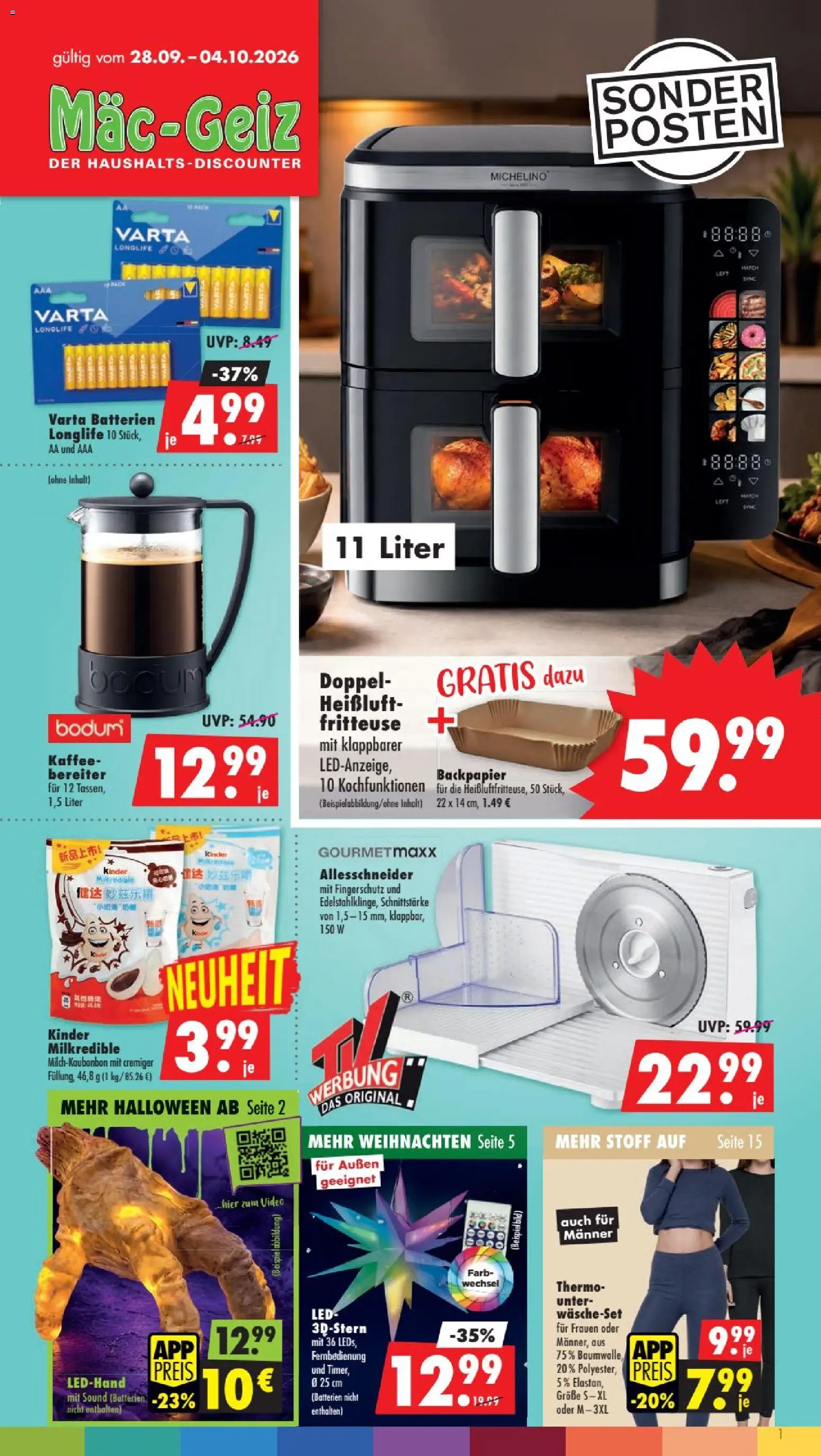 Vorschau von dem Prospekt des Geschäftes Mäc Geiz, gültig ab dem 28.09.2026 - Kaffee, Video, Batterien, Fritteuse