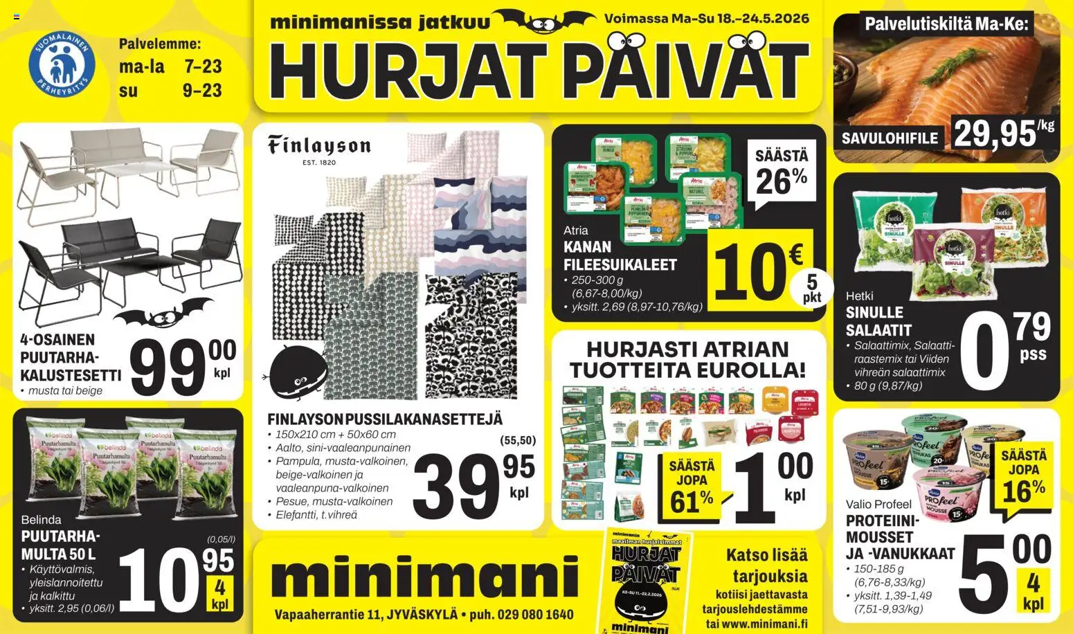 Kaupan Minimani Minimani tarjoukset - Jyväskylä esikatselu, voimassa 18/05/2026 - Salaatti, Multa, Mousse