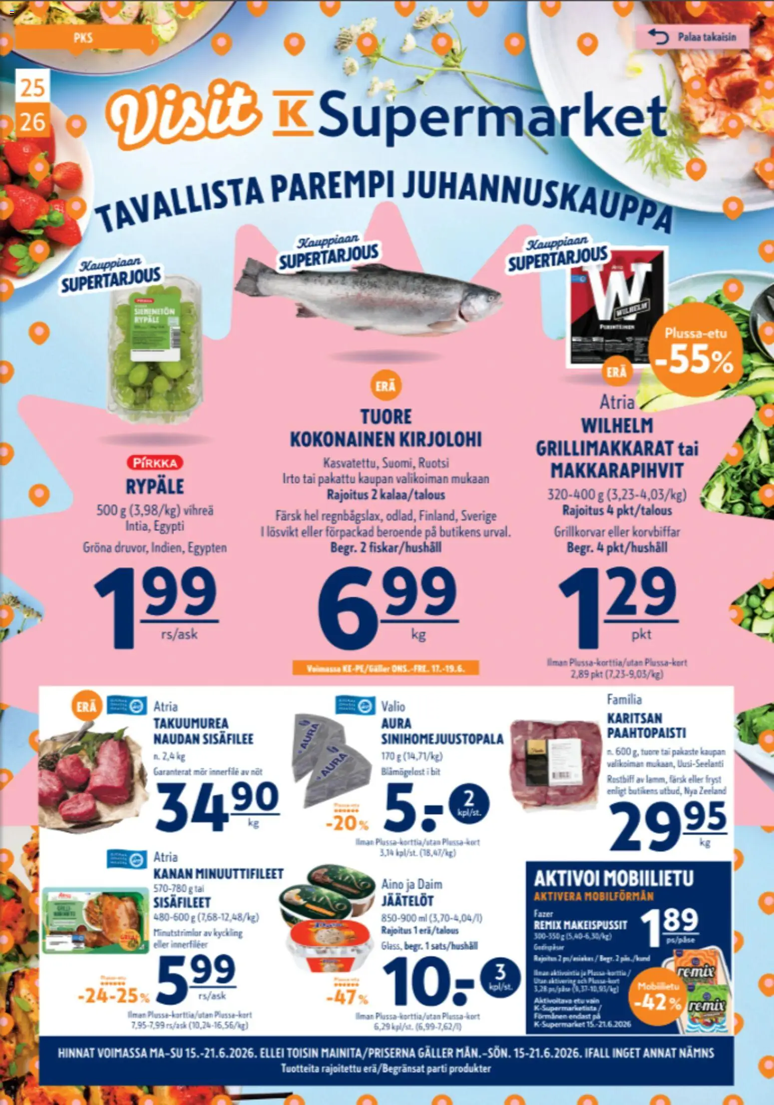 Kaupan K-Supermarket K-Supermarket tarjoukset esikatselu, voimassa 15/06/2026