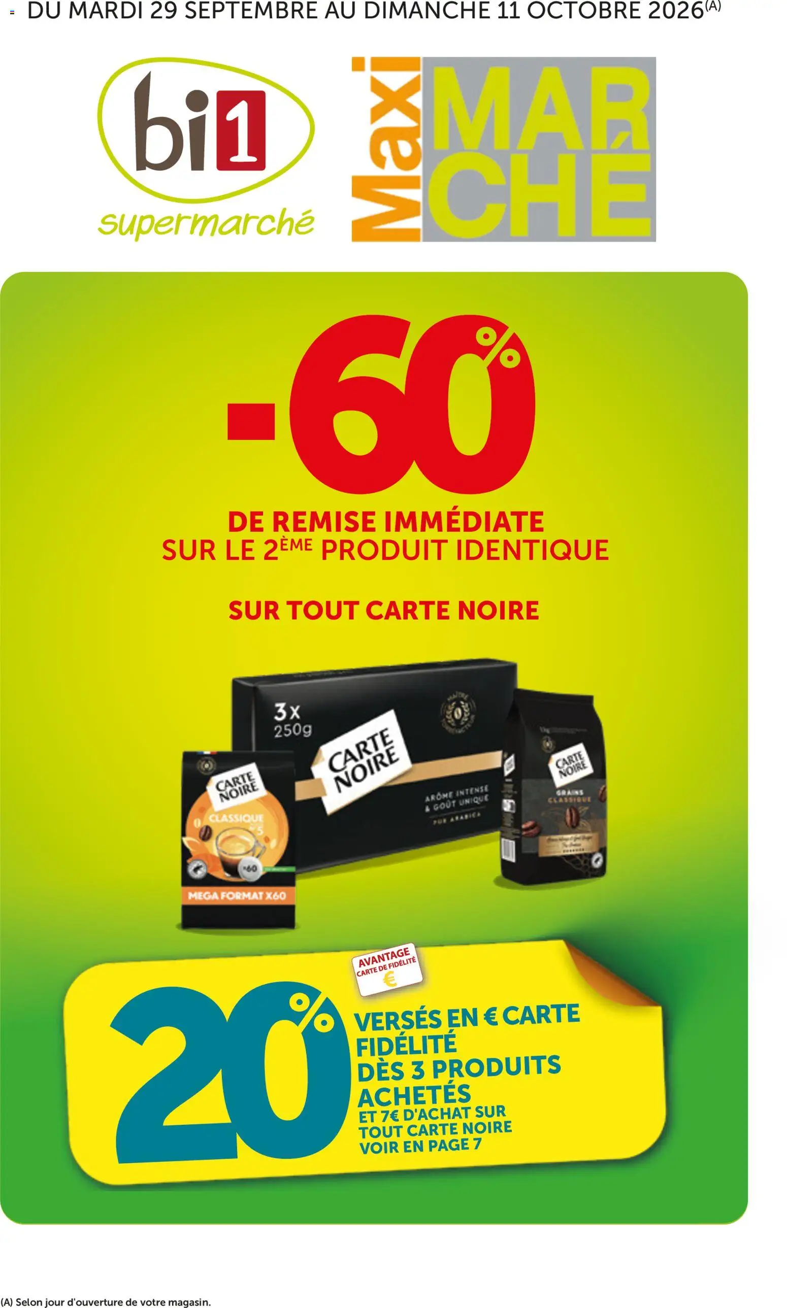 Prévisualisation de bi1 Catalogue 60% de remise immédiate Maxi marché du magasin bi1 formulaire valide 29/09/2026