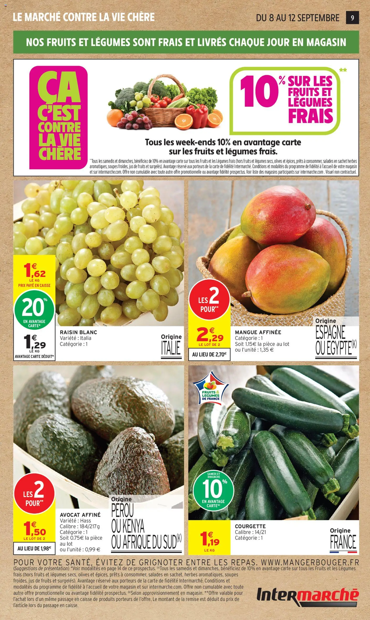 Prévisualisation de Intermarché - C'est notre anniversaire du magasin Intermarché formulaire valide 08/09/2026 - Avocat, Courgette, Mangue, Raisin, Olives, Livres, Soupes, Jus de fruits