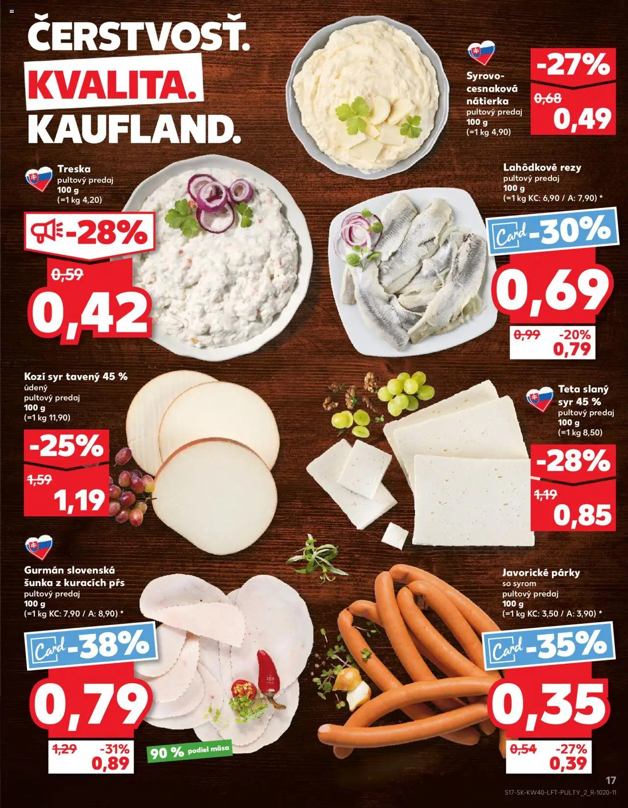Náhľad Kaufland letáku platného od 02.10.2025 - Syr, Treska, Šunka, Párky, Kozí syr, Nátierka