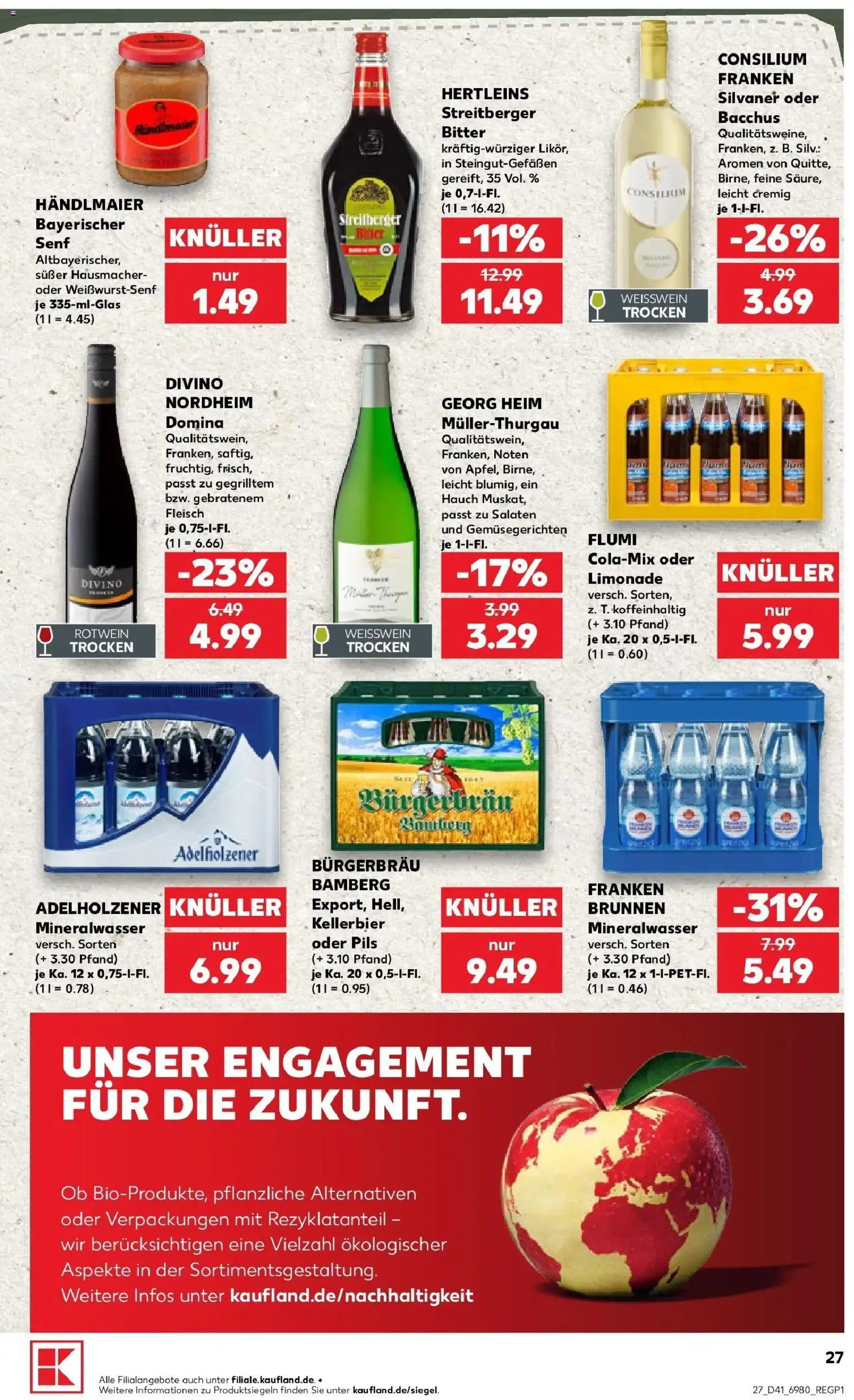 Vorschau von dem Prospekt des Geschäftes Kaufland, gültig ab dem 08.10.2026 - Mineralwasser, Fleisch, Weißwein, Rotwein, Adelholzener, Limonade, Pils