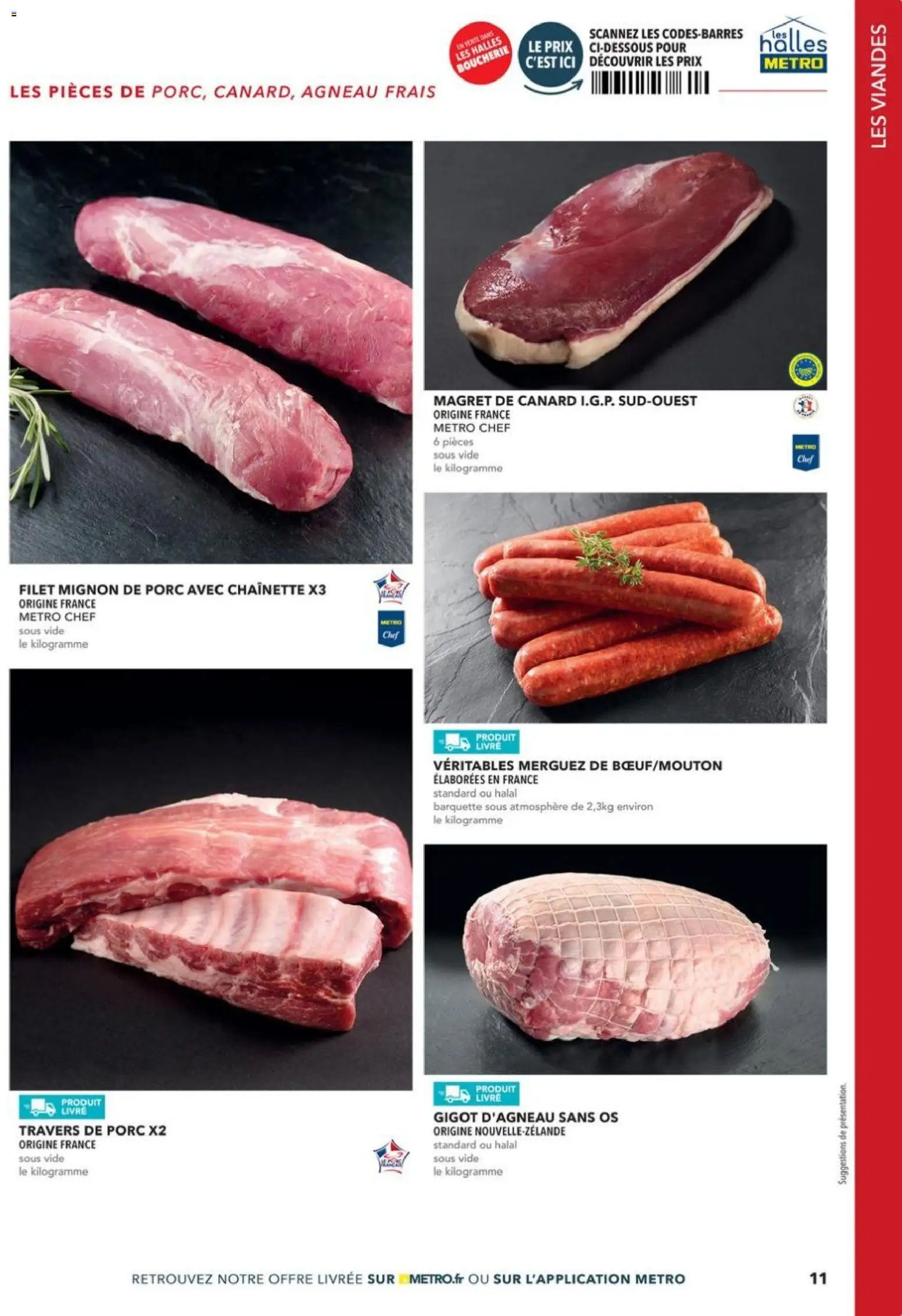 Prévisualisation de METRO - Restauration rapide du magasin METRO formulaire valide 14/04/2026 - Filet mignon, Magret de canard, Canard, Agneau, Merguez, Travers de porc, Porc, Gigot d'agneau