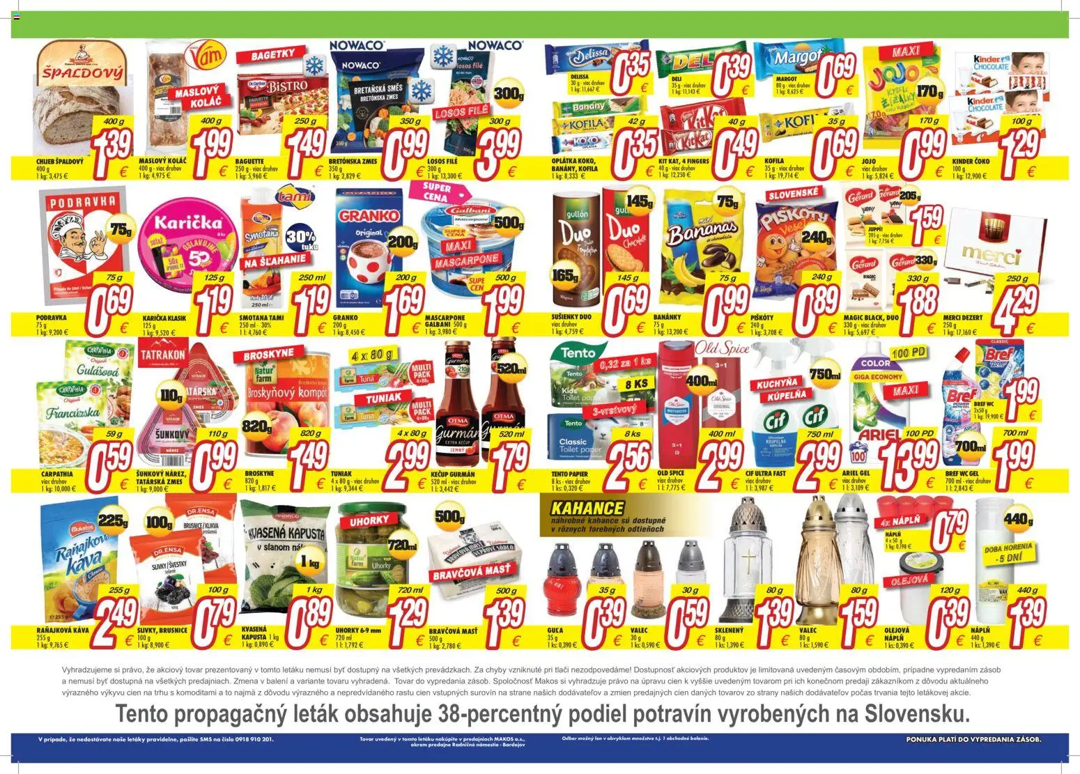 Náhľad Makos letáku platného od 12.10.2026 - Kinder, Tuniak, Cif, Slivky, Broskyne, Uhorky, Sušienky, Banány