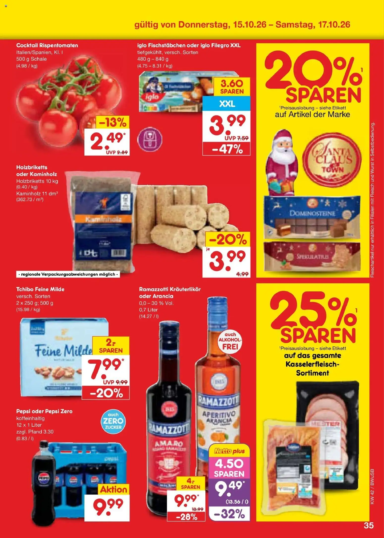 Vorschau von dem Prospekt des Geschäftes Netto Marken-Discount, gültig ab dem 12.10.2026 - Wurst, Alkohol, Fleisch, Ramazzotti, Zucker, Pepsi, Iglo, Fischstabchen