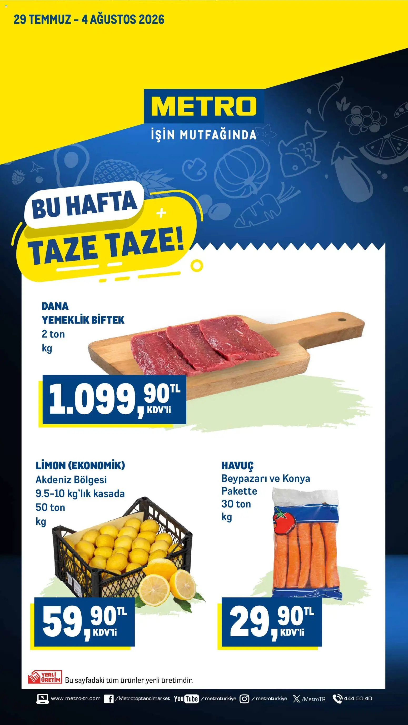 Metro Metro Katalog 29.07.2026 - Broşürünün önizlemesi - Limon, Havuç