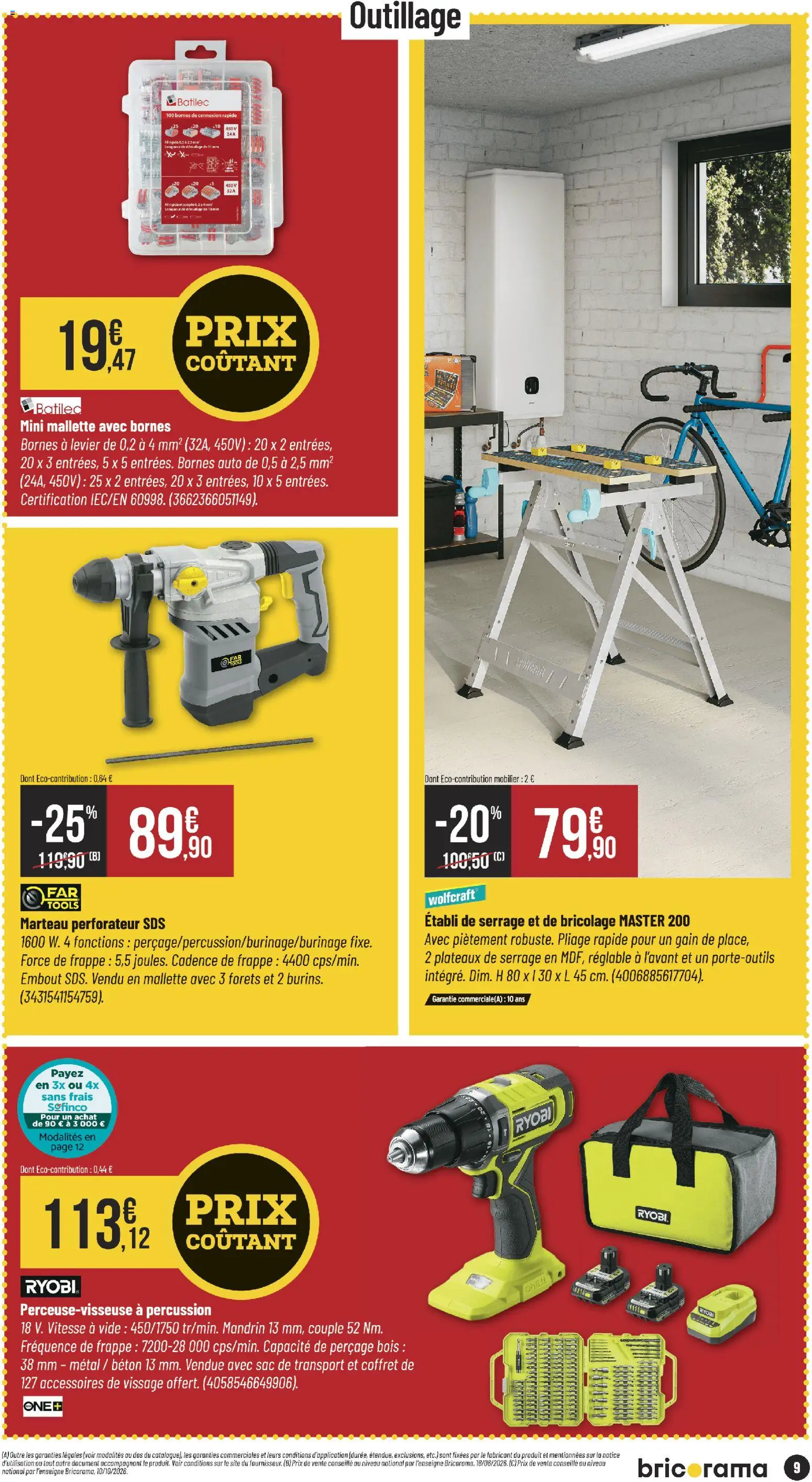 Prévisualisation de Bricorama catalogue du magasin Bricorama formulaire valide 09/09/2026 - Bricolage, Sac, Ryobi, Marteau, Sac de transport