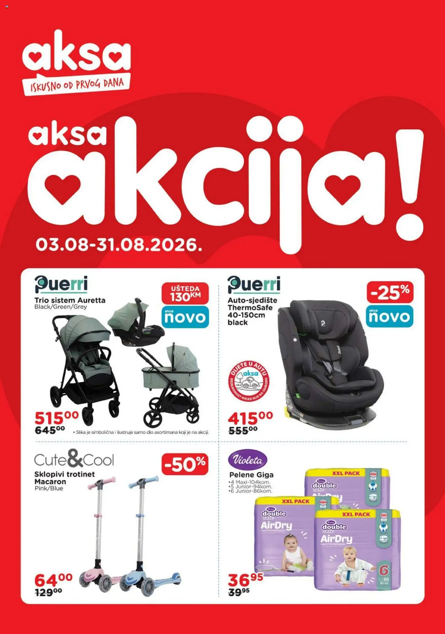 Pregled letka AKSA akcija trgovine AKSA vrijedi od 03.08.2026