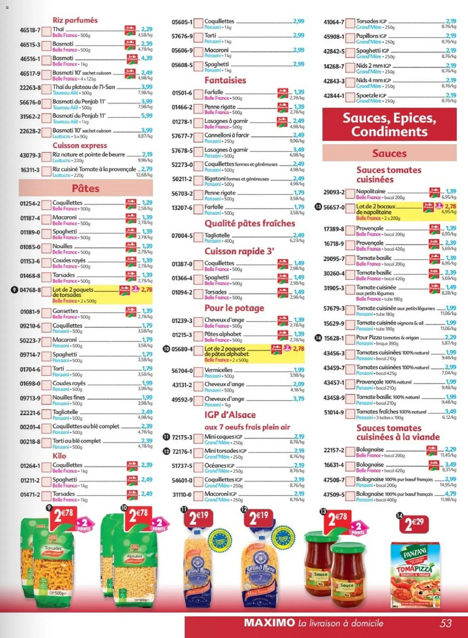 Prévisualisation de Maximo catalogue epicerie du magasin Maximo formulaire valide 24/08/2026 - Pâtes, Tomate, Oignons, Riz, Viande, Plateau, Vermicelles, Cheveux d’ange