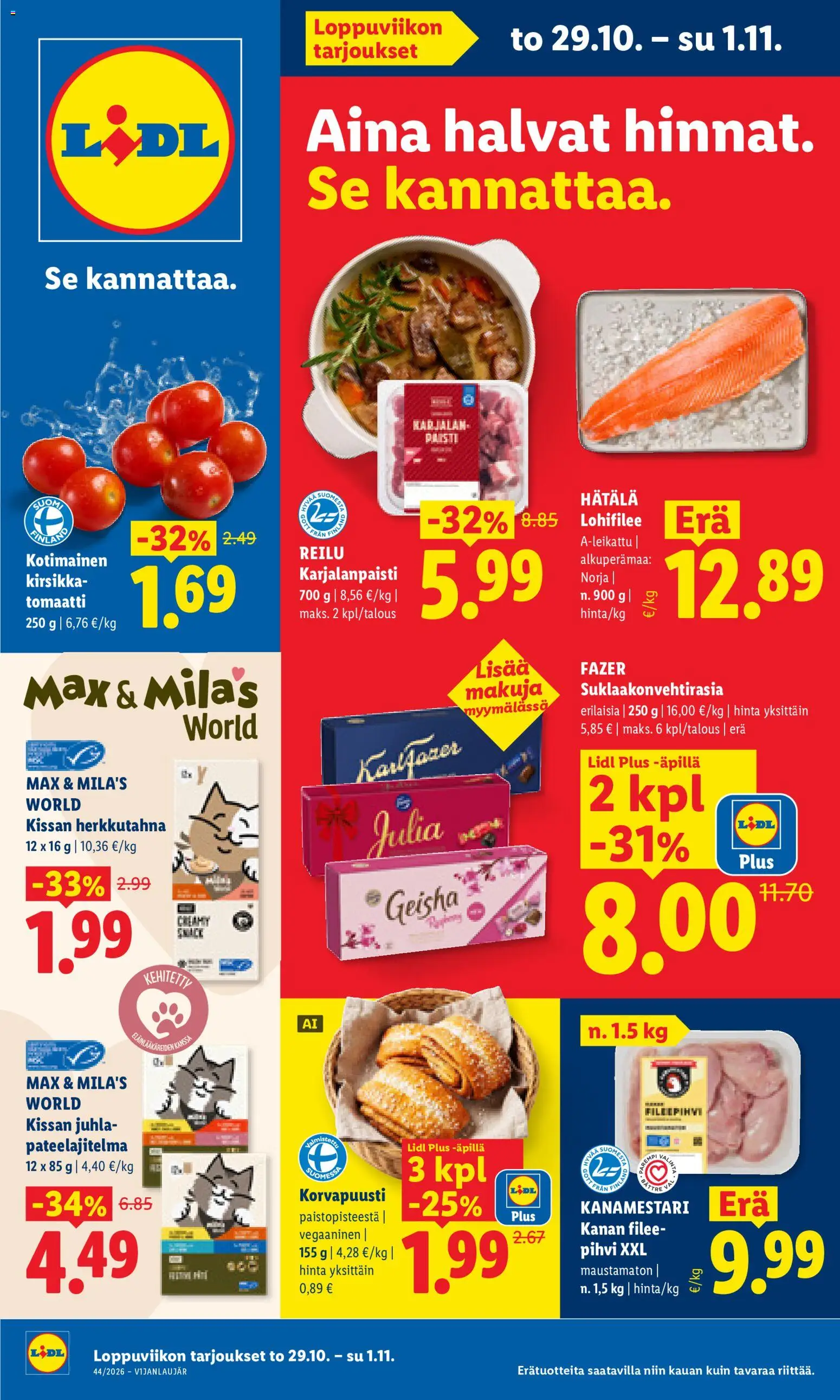 Kaupan Lidl Lidl tarjoukset Helsinki esikatselu, voimassa 29/10/2026 - Pihvi, Kirsikkatomaatti