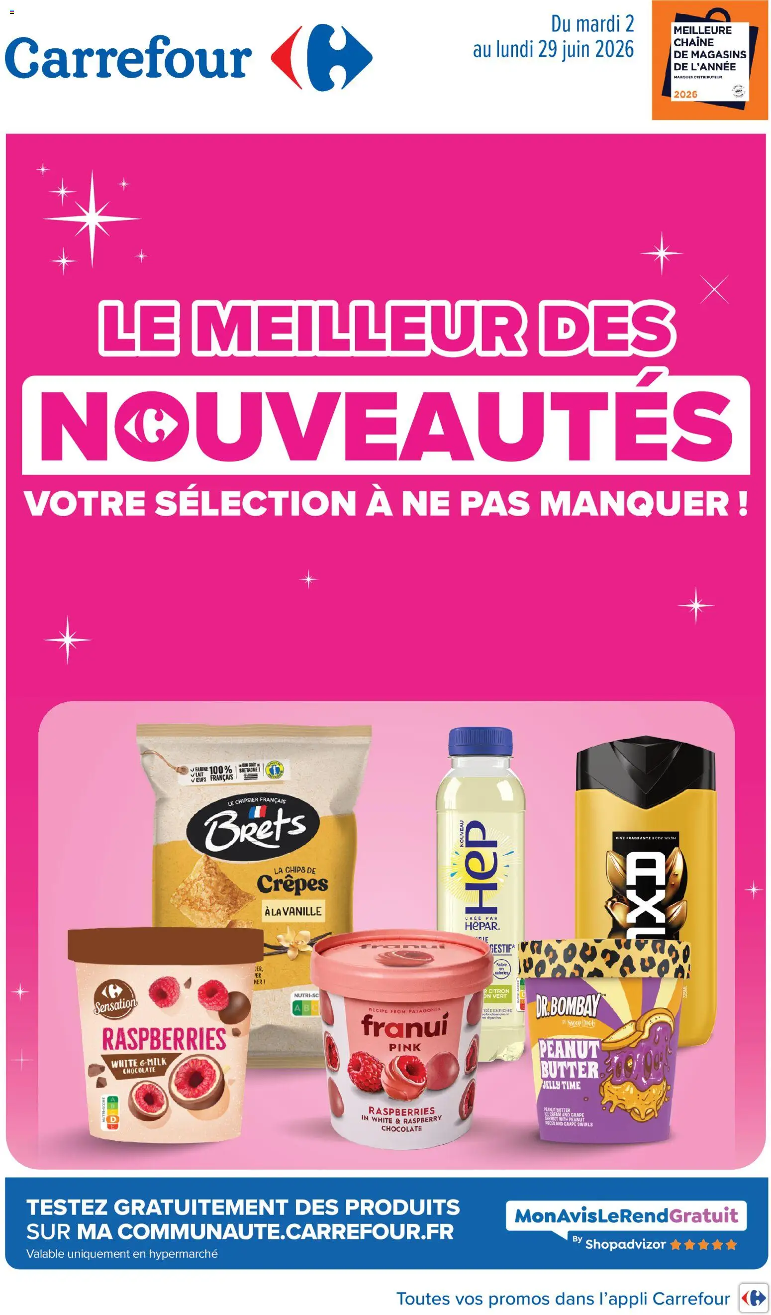 Prévisualisation de Carrefour Les nouveautés de juin du magasin Carrefour formulaire valide 02/06/2026 - Œufs, Body, Chips, Vanille, Farine, Crêpes