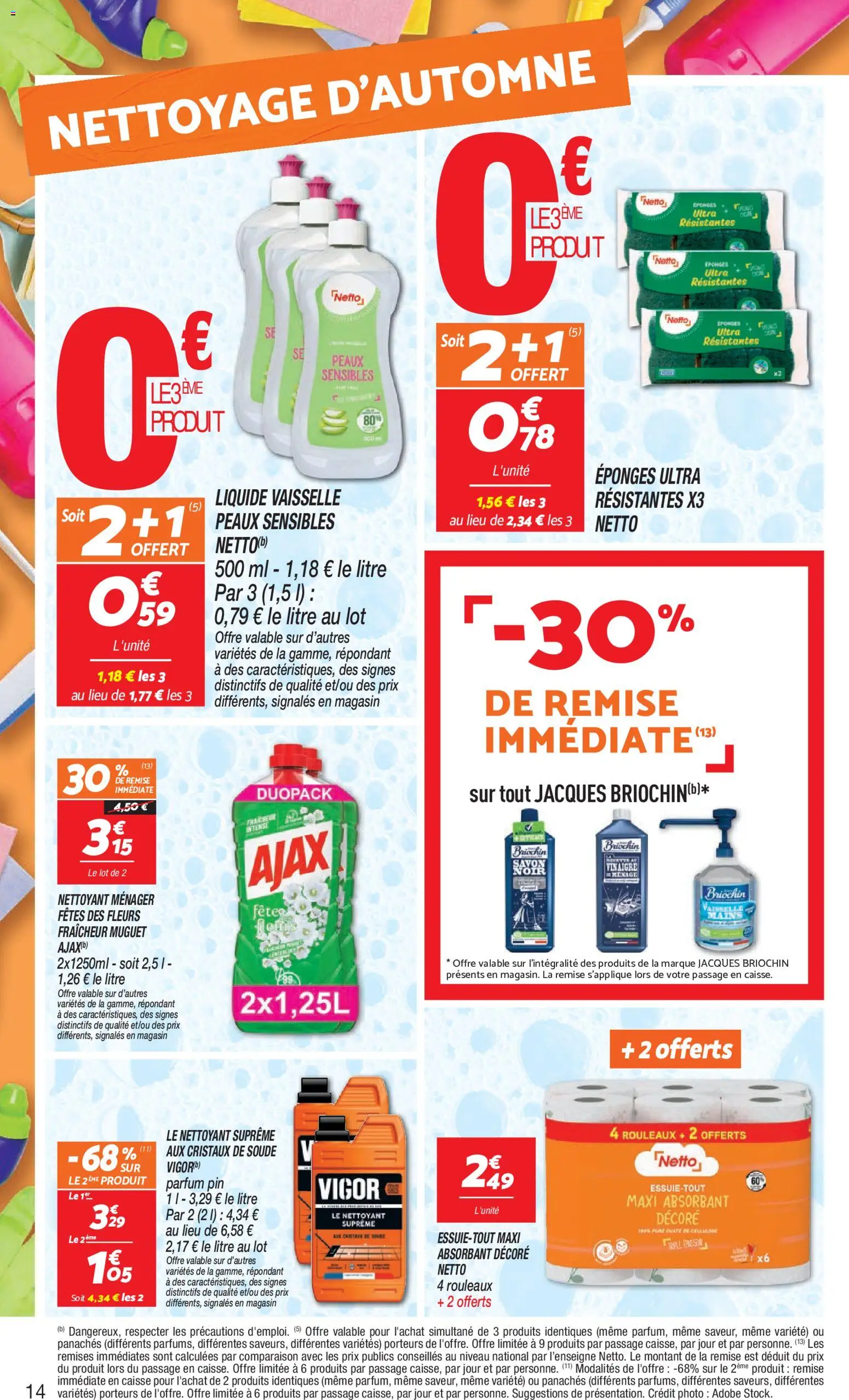 Prévisualisation de Netto 80% sur tous sun du magasin Netto formulaire valide 15/09/2026 - Fleurs, Parfum, Muguet, Ajax, Vaisselle, Cristaux de soude, Éponges, Liquide vaisselle