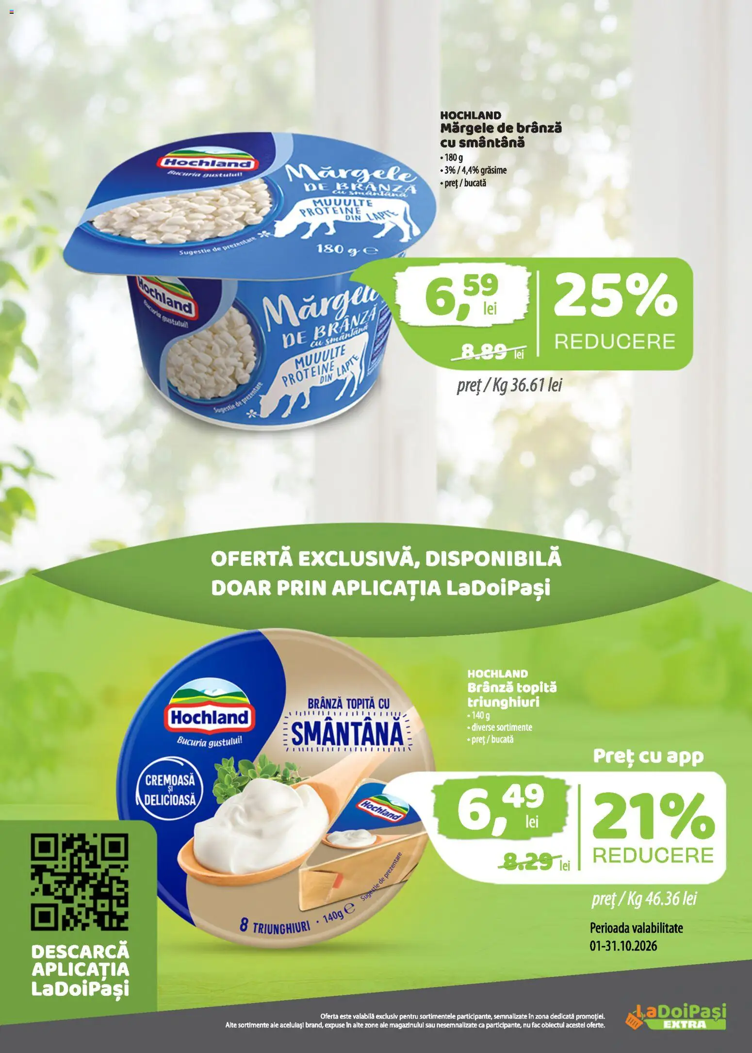 Previzualizarea de cataloage: LaDoiPași LaDoiPași Catalog extra valabil de la 01.10.2026 - Proteine, Lapte, Brânză, Smântână, Hochland