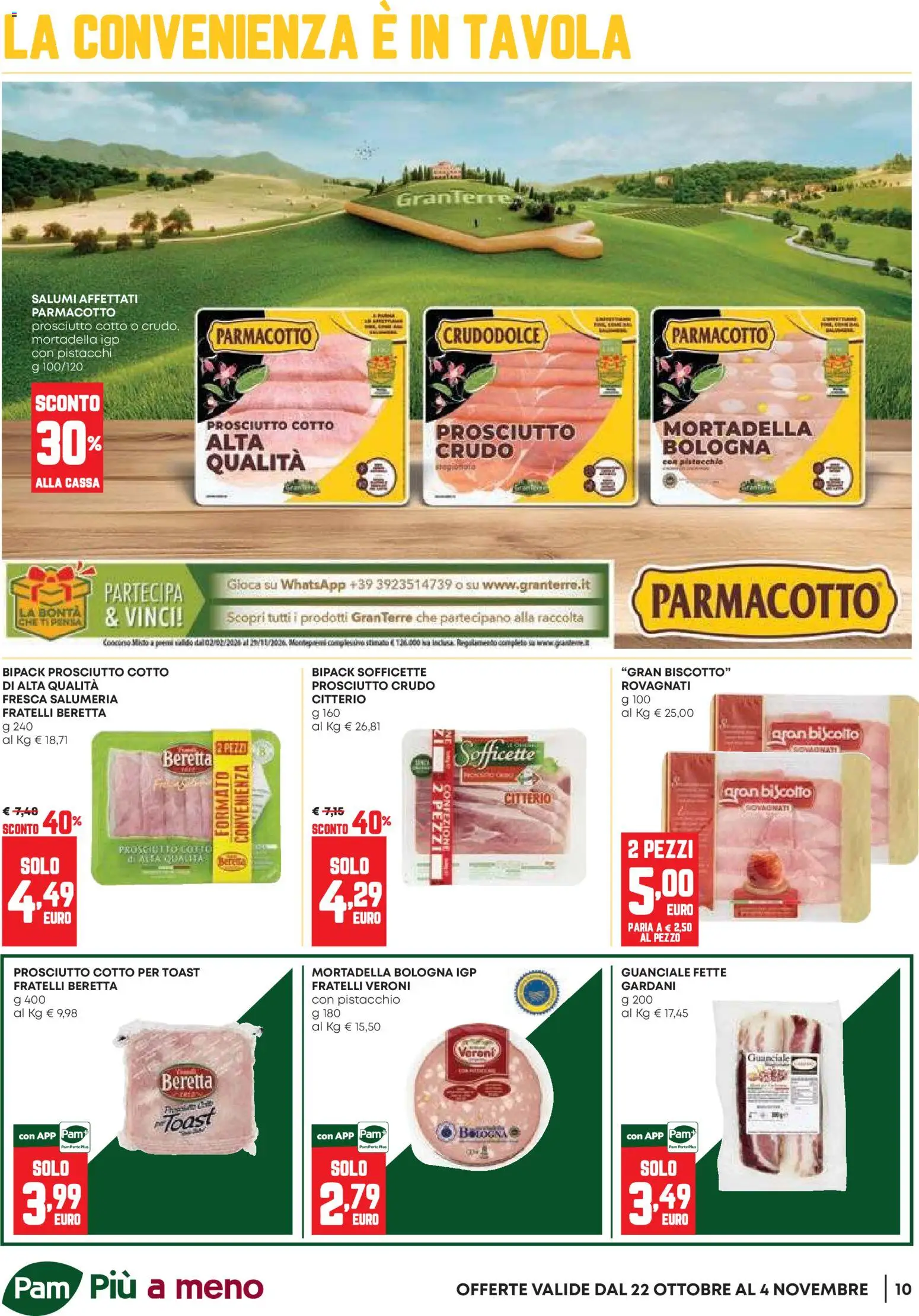 Anteprima dell'opuscolo PAM volantino Occasioni Extra dal negozio PAM valido da 22/10/2026 - Mortadella, Guanciale, Prosciutto Crudo, Prosciutto, Prosciutto Cotto, Pistacchio, Pistacchi