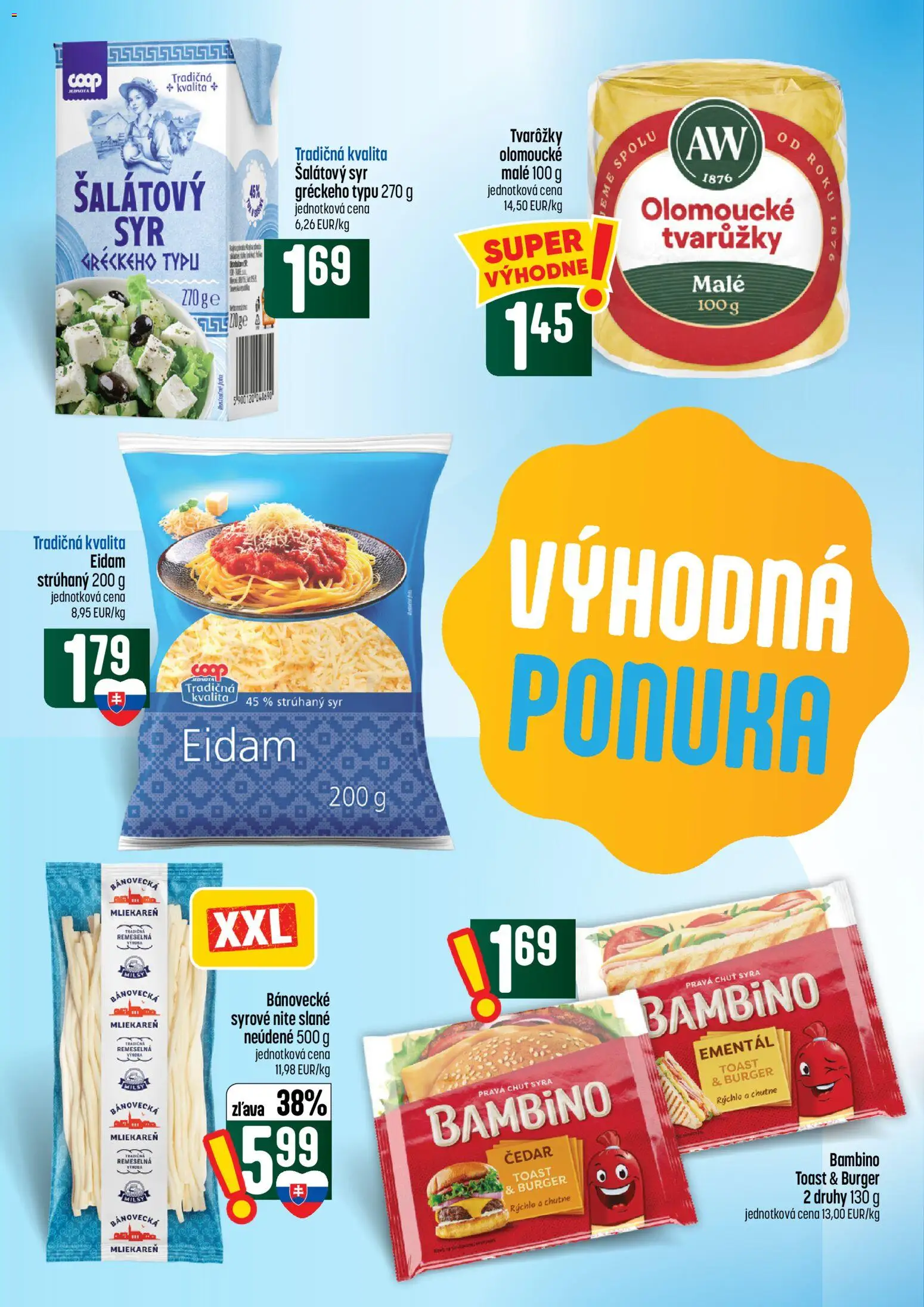 Náhľad COOP Jednota letáku platného od 08.10.2026 - Syr, Eidam, Strúhaný syr, Tvarôžky