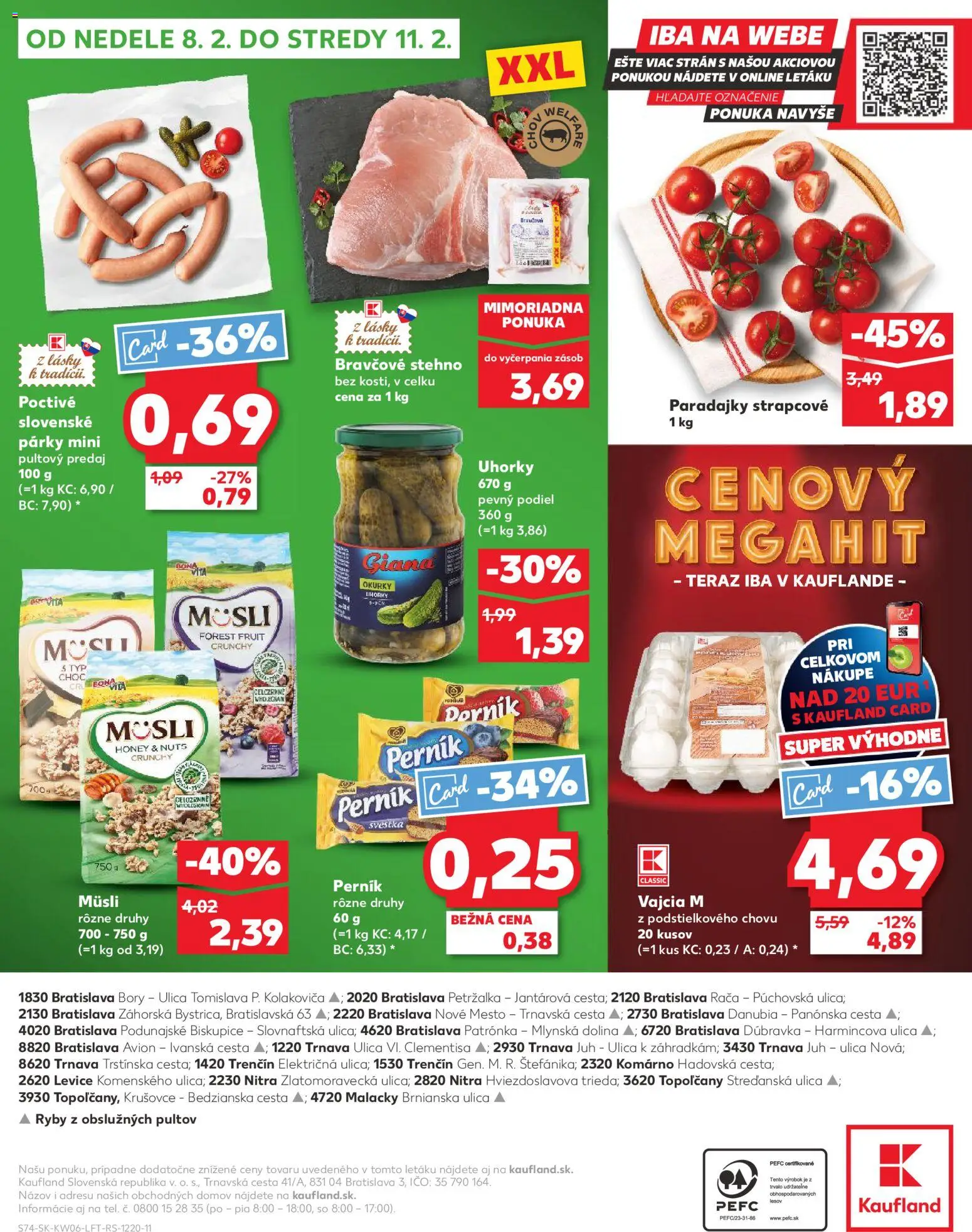 Náhľad Kaufland letáku platného od 05.02.2026 - Ryby, Paradajky, Vajcia, Párky, Bravčové stehno, Uhorky, Müsli, Vajcia M