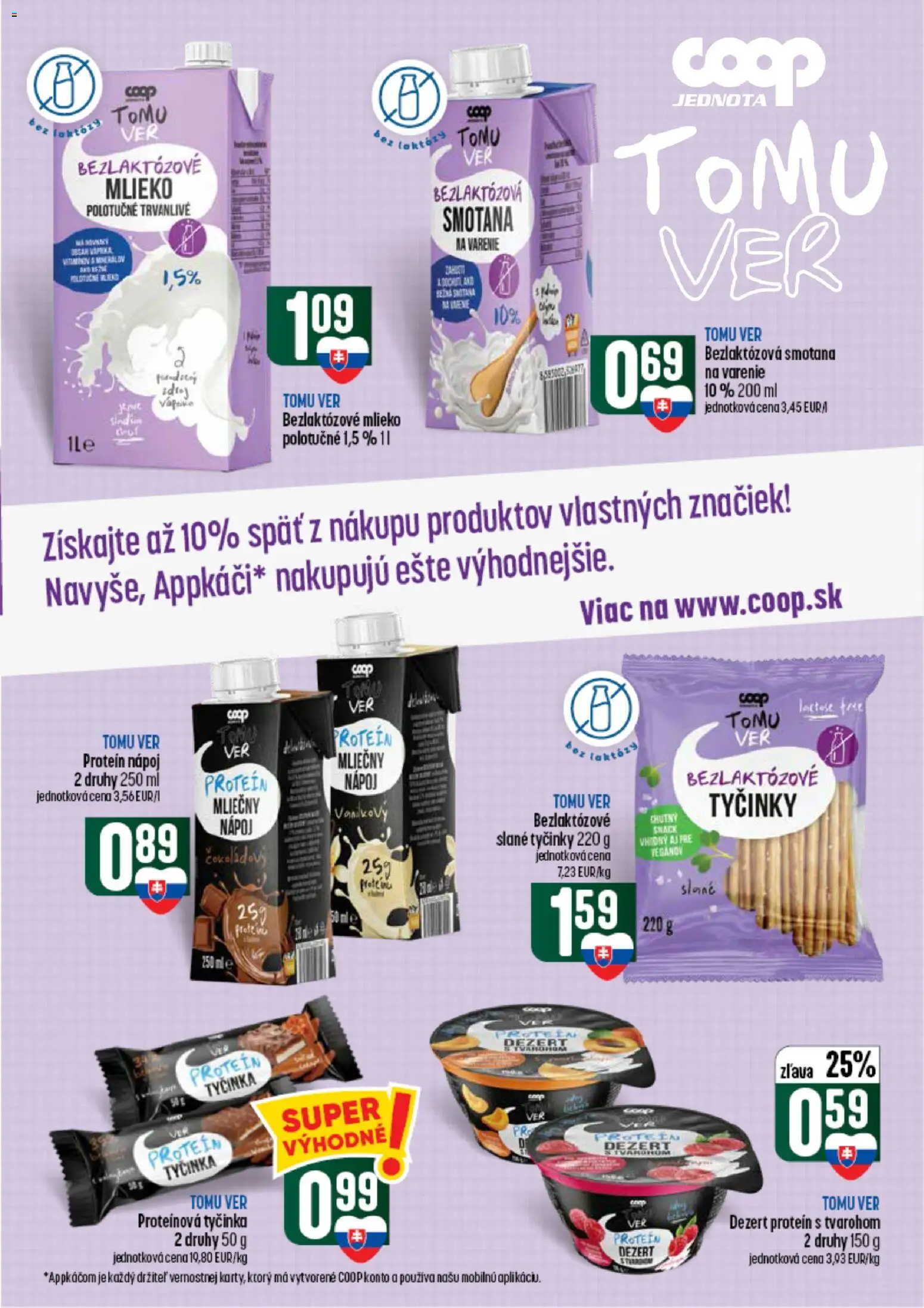Náhľad COOP Jednota letáku platného od 10.09.2026 - Protein, Mlieko, Dezert, Smotana na varenie, Slané tyčinky, Bezlaktózové mlieko, Mlieko polotučné, Proteínová tyčinka