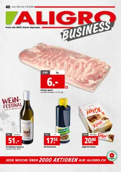 Vorschau des Merkblatts Aligro aktionen Business Schlieren, Gossau SG, Frauenfeld, Rapperswil-Jona, Sargans, Bern vom Shop Aligro gültig von 28.09.2026 bis 03.10.2026