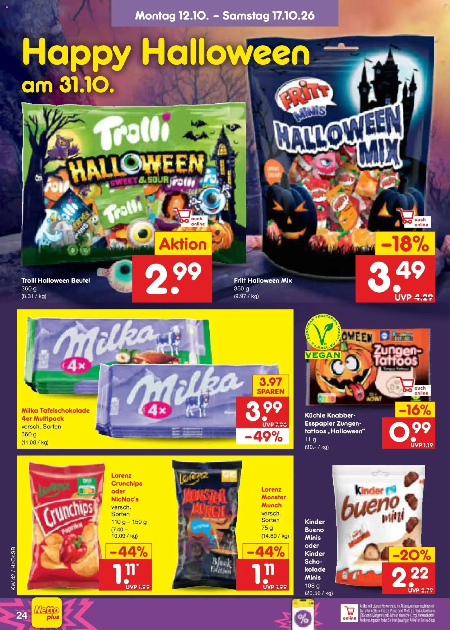 Vorschau von dem Prospekt des Geschäftes Netto Marken-Discount, gültig ab dem 12.10.2026 - Monster, Milka, Kinder bueno, Lorenz crunchips