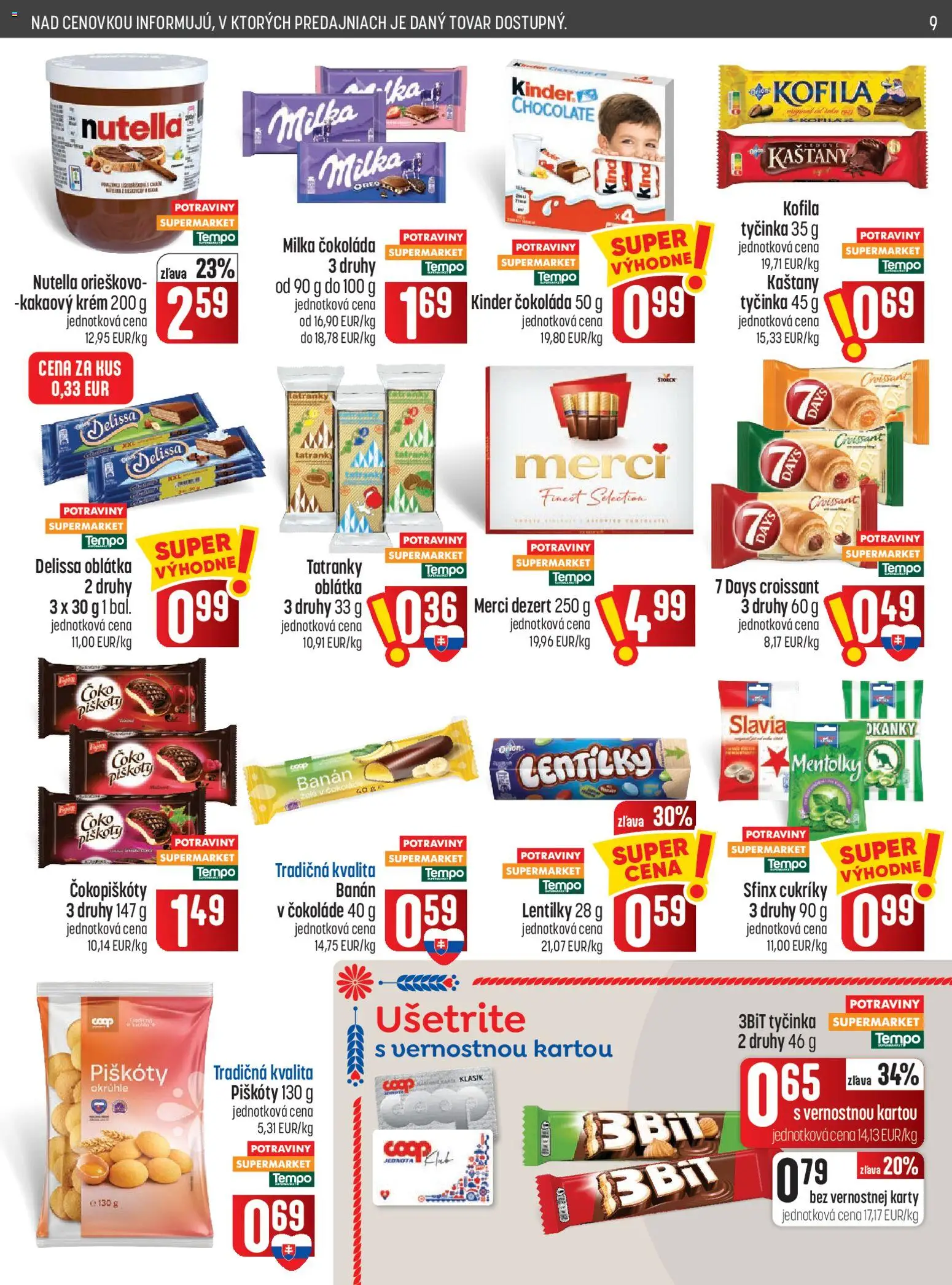 Náhľad COOP Jednota letáku platného od 01.10.2026 - Čokoláda, Croissant, Kinder, Milka, Nutella, Merci, Cukríky, Piškóty