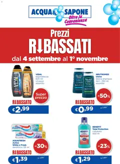 Anteprima dell'opuscolo Acqua e Sapone volantino Prezzi Ribassati dal negozio Acqua e Sapone valido da 04/09/2026