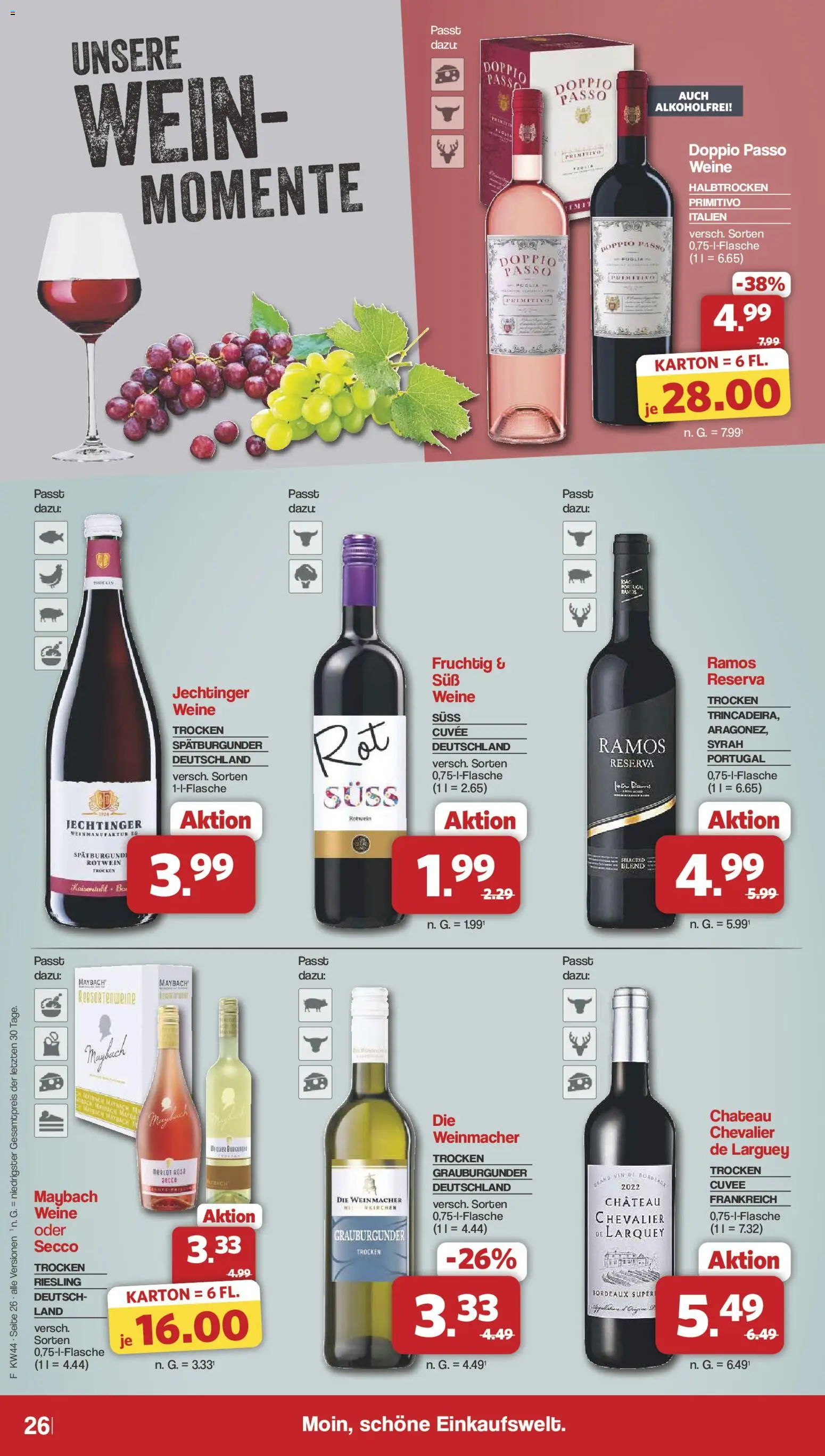 Vorschau von dem Prospekt des Geschäftes Famila Nordwest, gültig ab dem 26.10.2026 - Wein, Doppio passo primitivo, Rotwein, Doppio Passo, Merlot