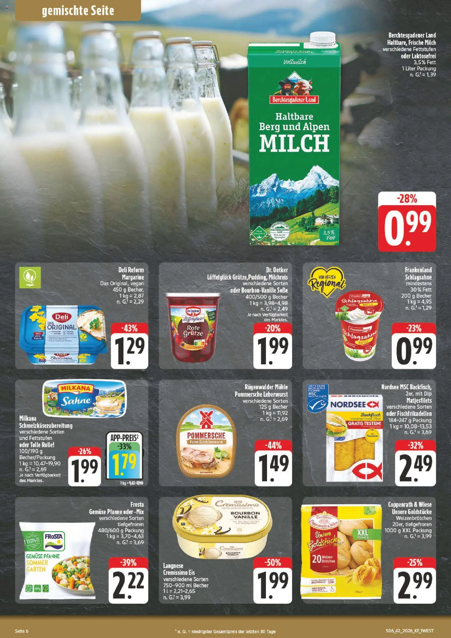 Vorschau von dem Prospekt des Geschäftes nah & gut, gültig ab dem 12.10.2026 - Schlagsahne, Frosta, Mühle, Sahne, Margarine, Soße, Bourbon, Milkana