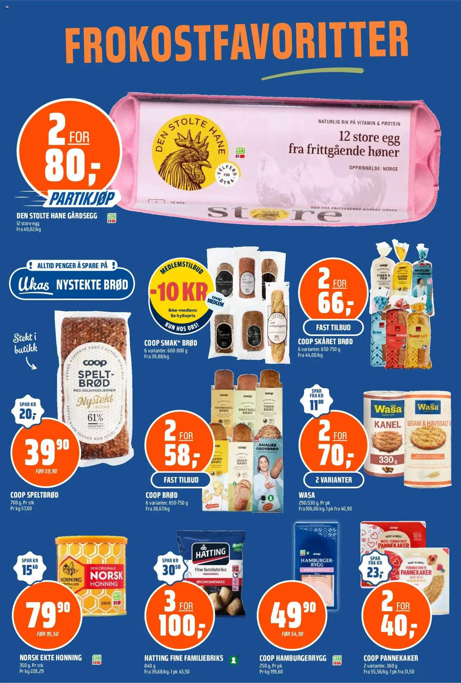 Forhåndsvis Coop Obs kundeavis fra butikk Coop Obs gyldig fra 18/10/2026 - Loff, Honning, Grovbrød, Brød, Speltbrød, Toast, Gårdsegg, Pannekaker