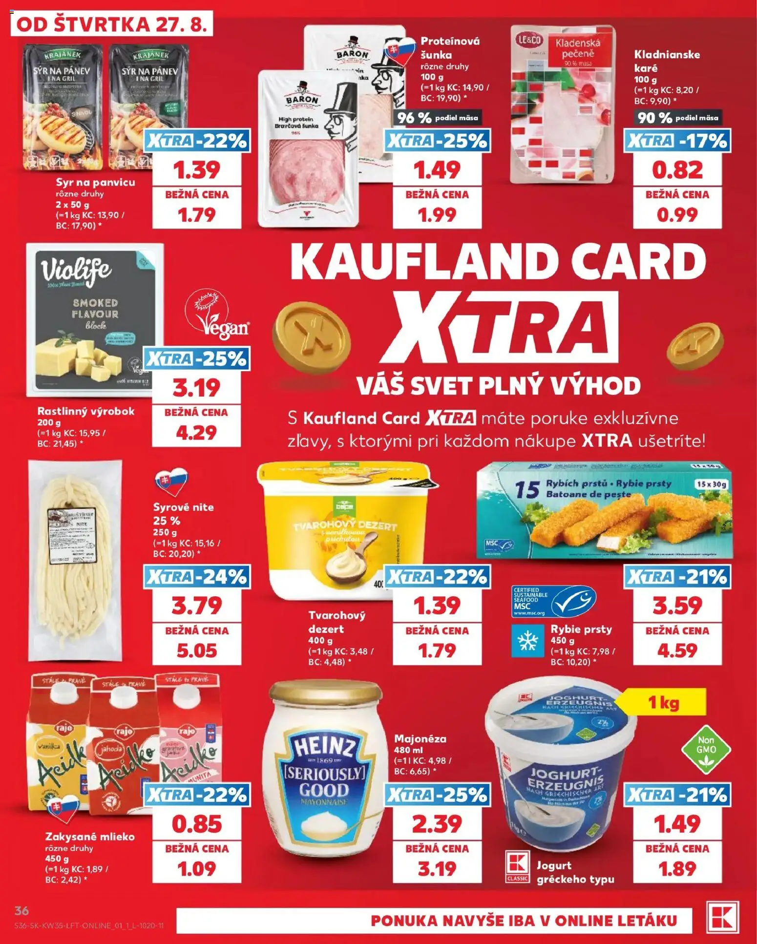 Náhľad Kaufland letáku platného od 27.08.2026 - Protein, Gril, Mlieko, Dezert, Šunka, Rybie prsty, Majonéza, Zakysané mlieko