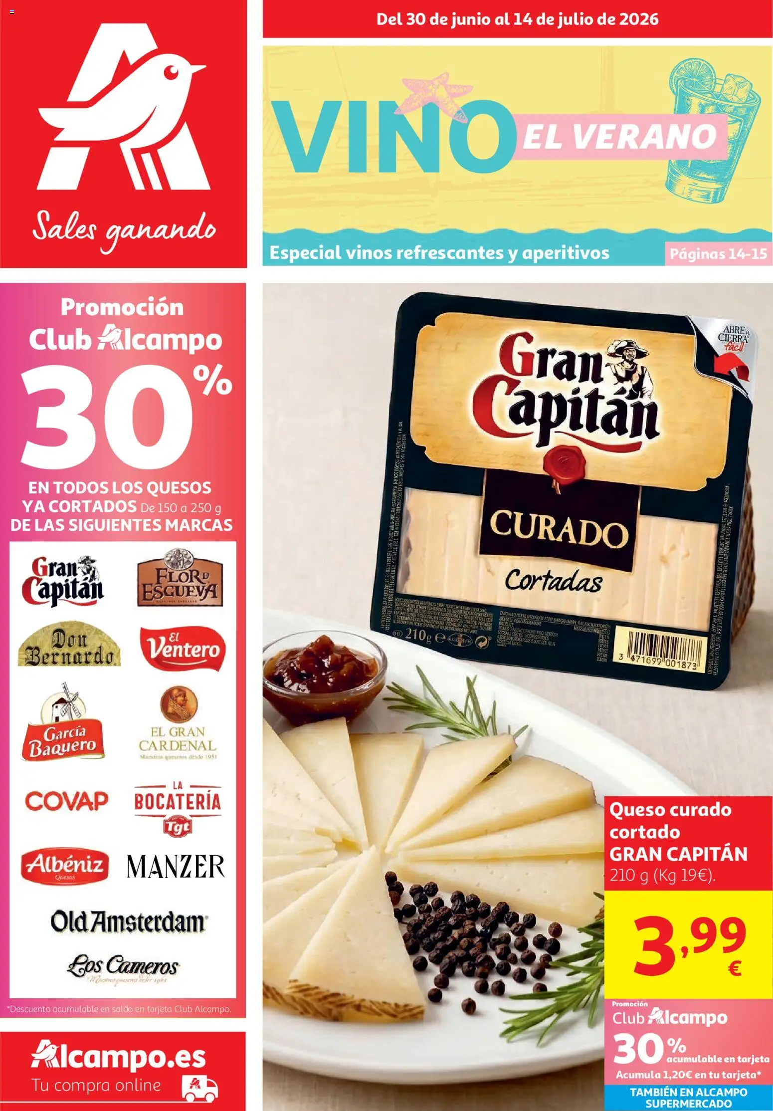 Vista previa del folleto de la tienda Alcampo válido desde el 30/06/2026 - Queso, Vino, Queso curado