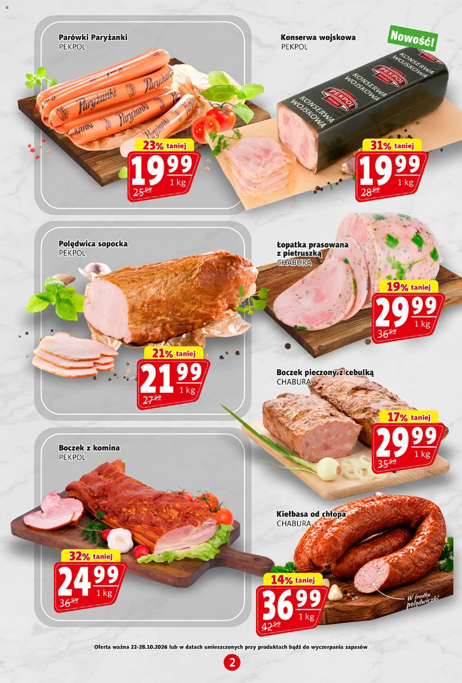 Pogląd gazetki "Prim Market gazetka" ze sklepu Prim Market ważnej od 22.10.2026 - Pietruszka, Kiełbasa, Boczek, Parówki, Polędwiczki, Polędwica sopocka