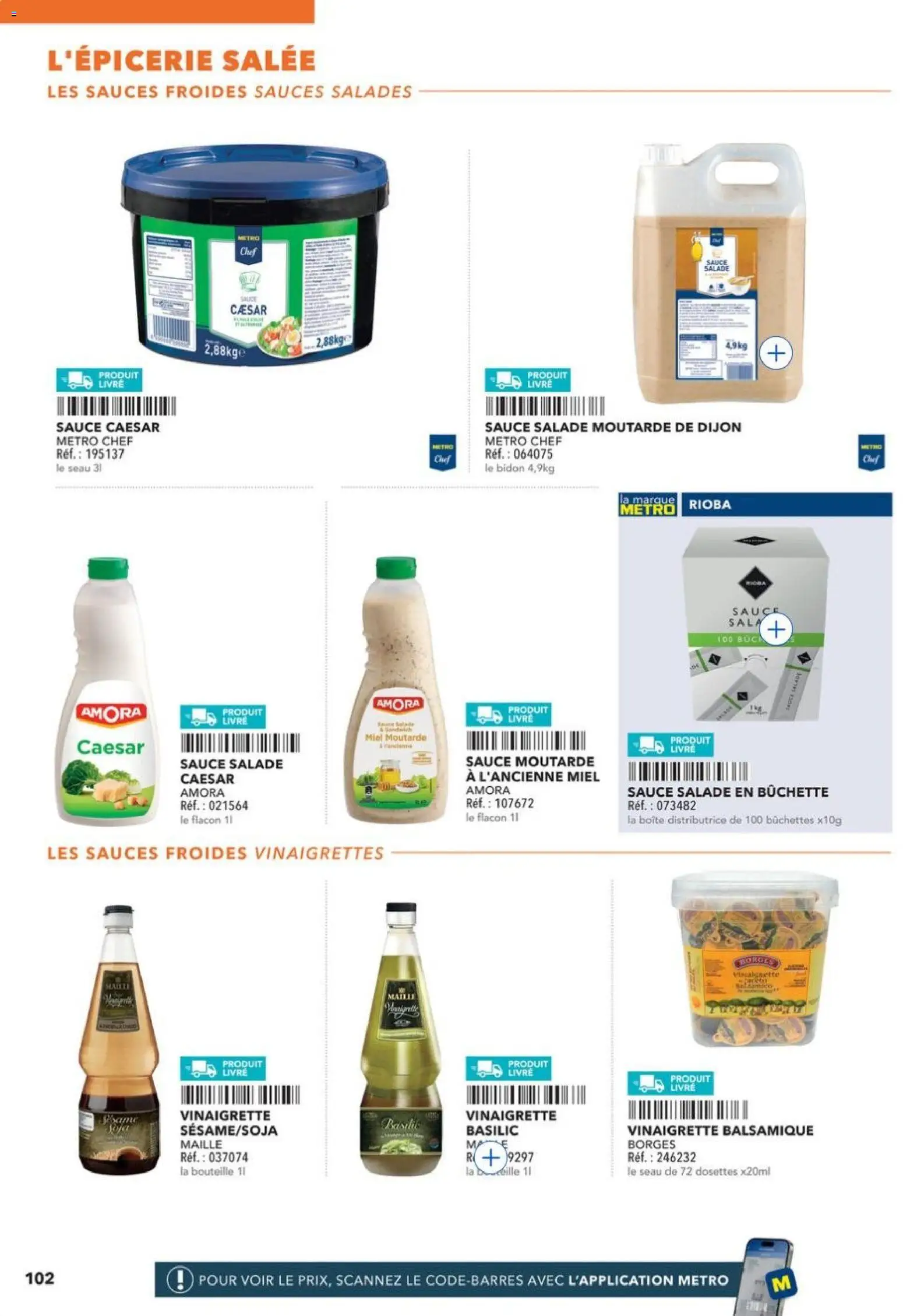 Prévisualisation de METRO - Restauration rapide du magasin METRO formulaire valide 14/04/2026 - Livre, Salade, Miel, Vinaigrette, Sauces, Bouteille, Moutarde, Sauce salade