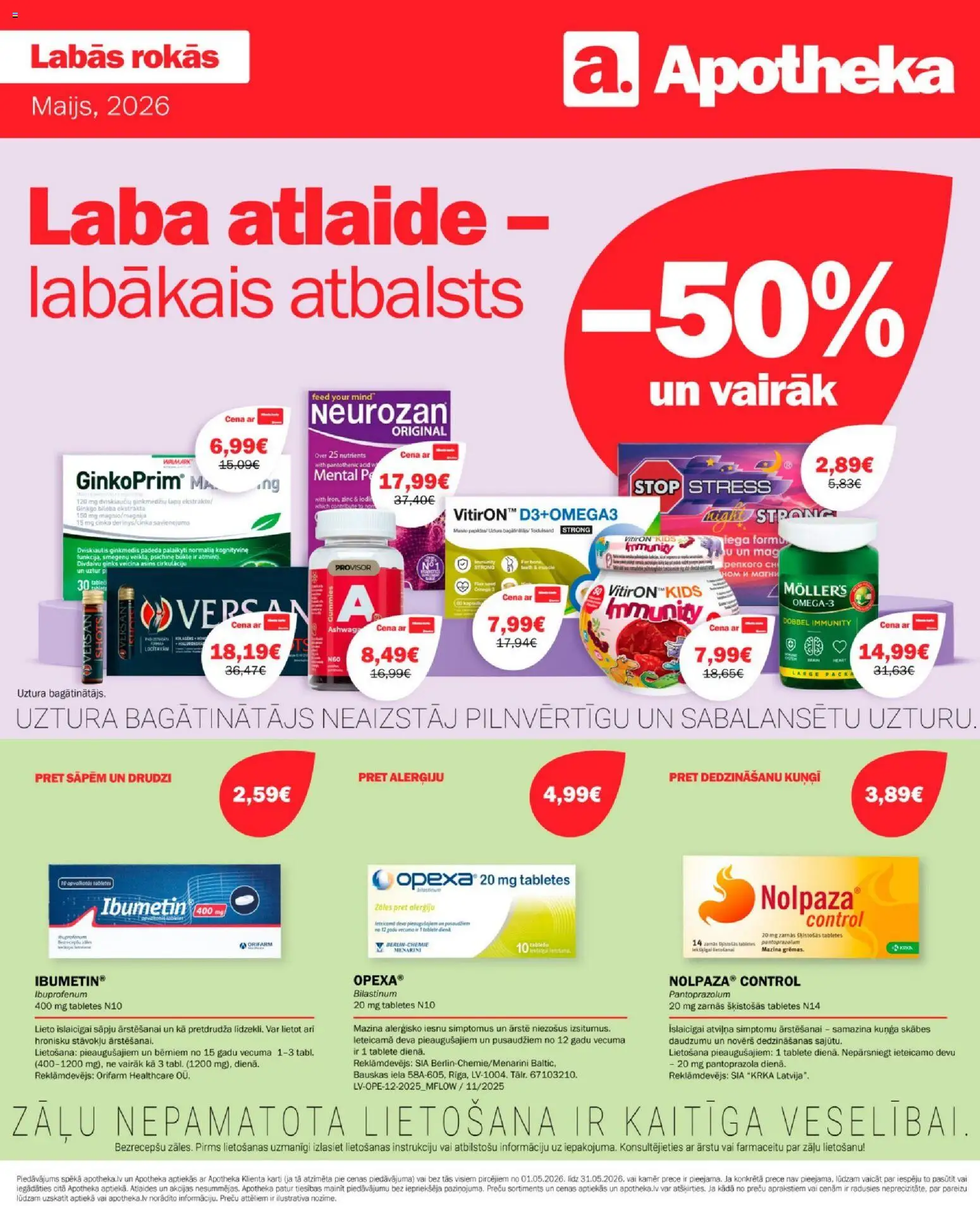 Skatīt Apotheka akciju bukletu, derīgs no 01.05.2026.