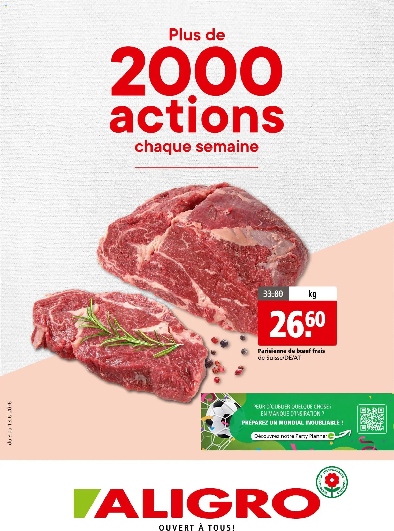 Vorschau des Merkblatts Aligro aktionen 2000 Chavannes, Matran, Genève, Sion vom Shop Aligro gültig von 08.06.2026 bis 13.06.2026