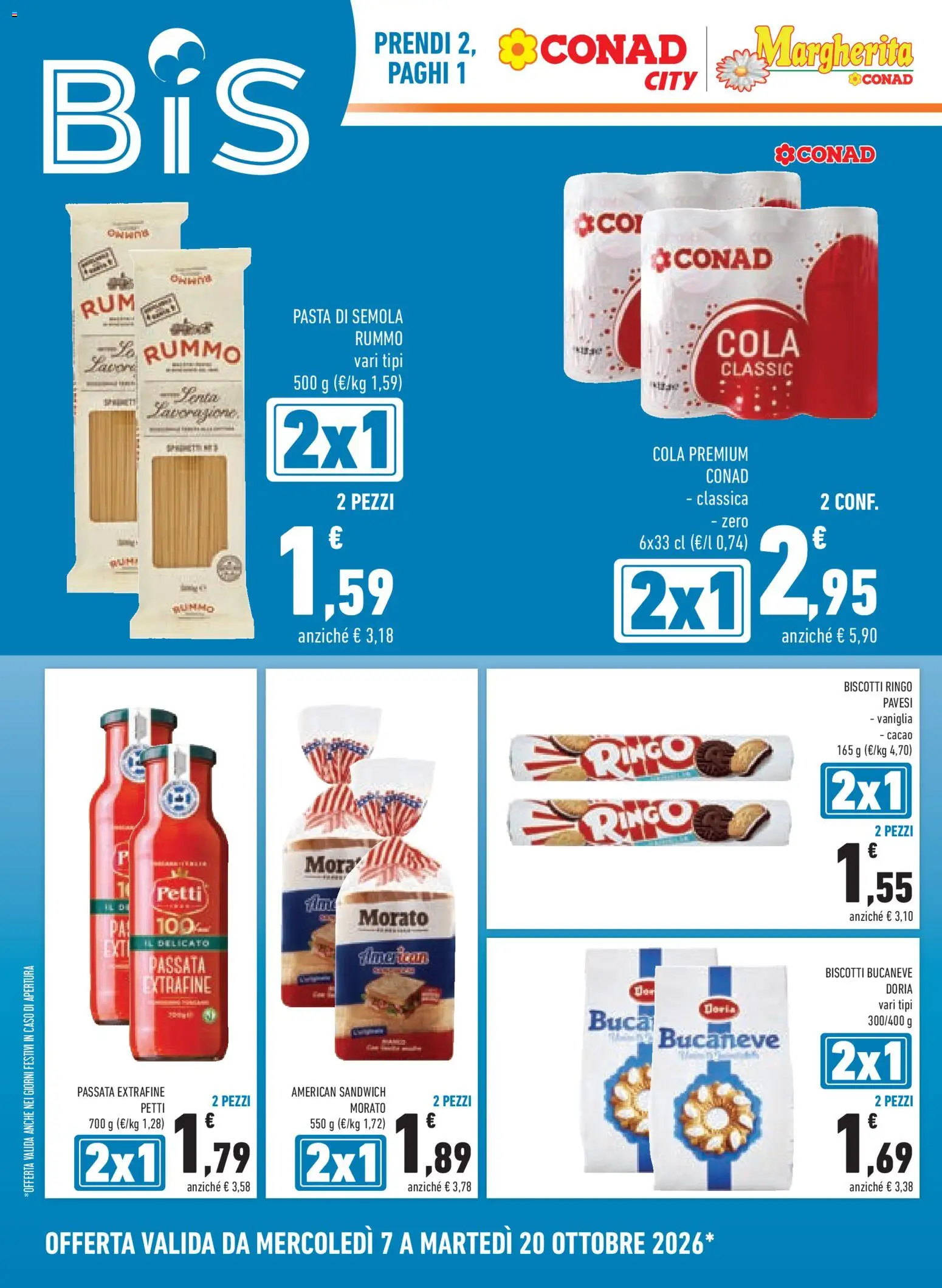 Anteprima dell'opuscolo Conad volantino Margherita Lombardia dal negozio Conad valido da 07/10/2026 - Pasta, Biscotti, Spaghetti, Cacao, Vaniglia, Semola, Pasta di semola, Rummo