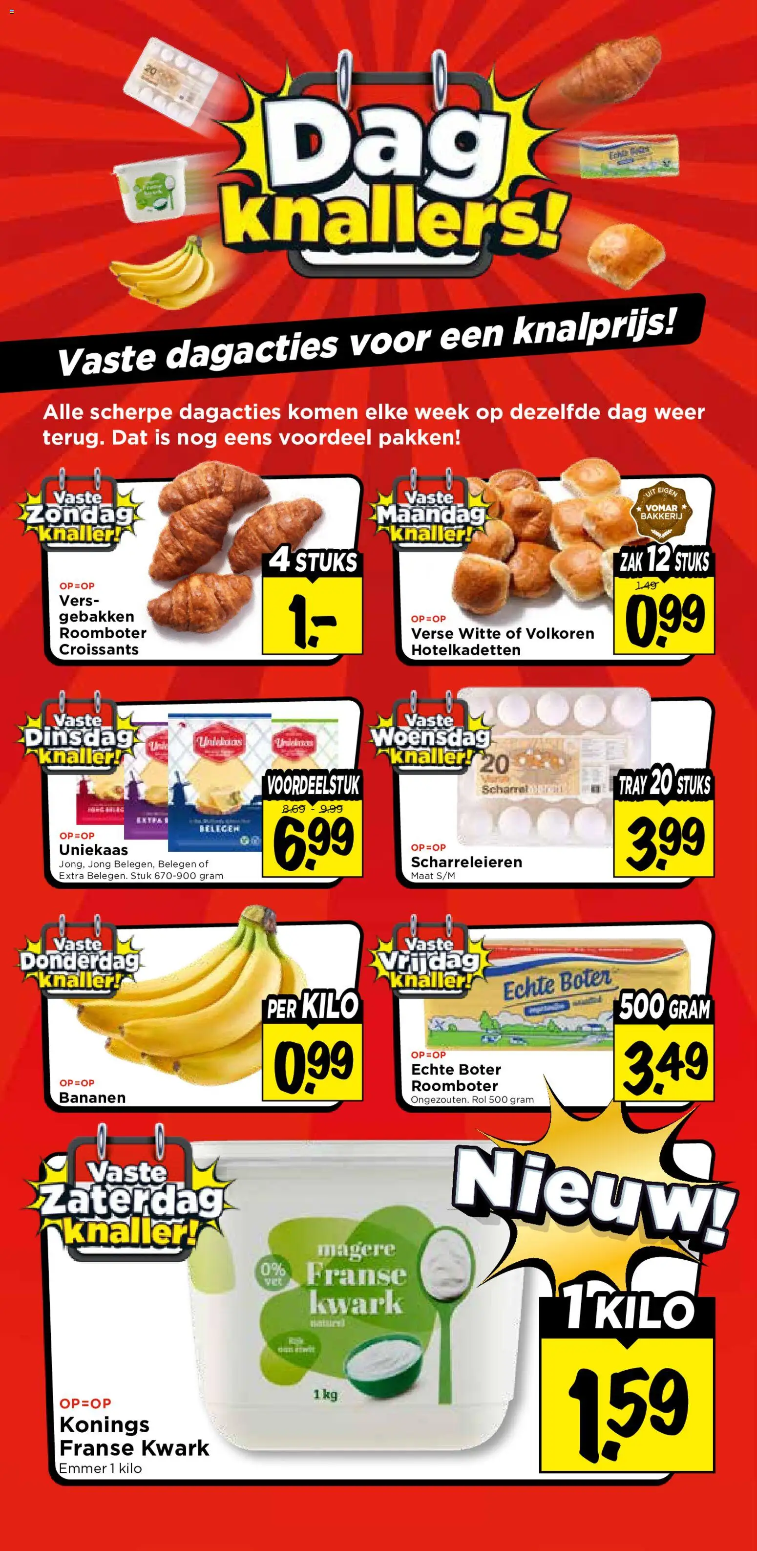 Voorbeeld van Vomar folder - Dag knallers van winkel Vomar geldig vanaf 14-09-2026 - Bakkerij, Kwark, Roomboter, Boter, Bananen, Zak