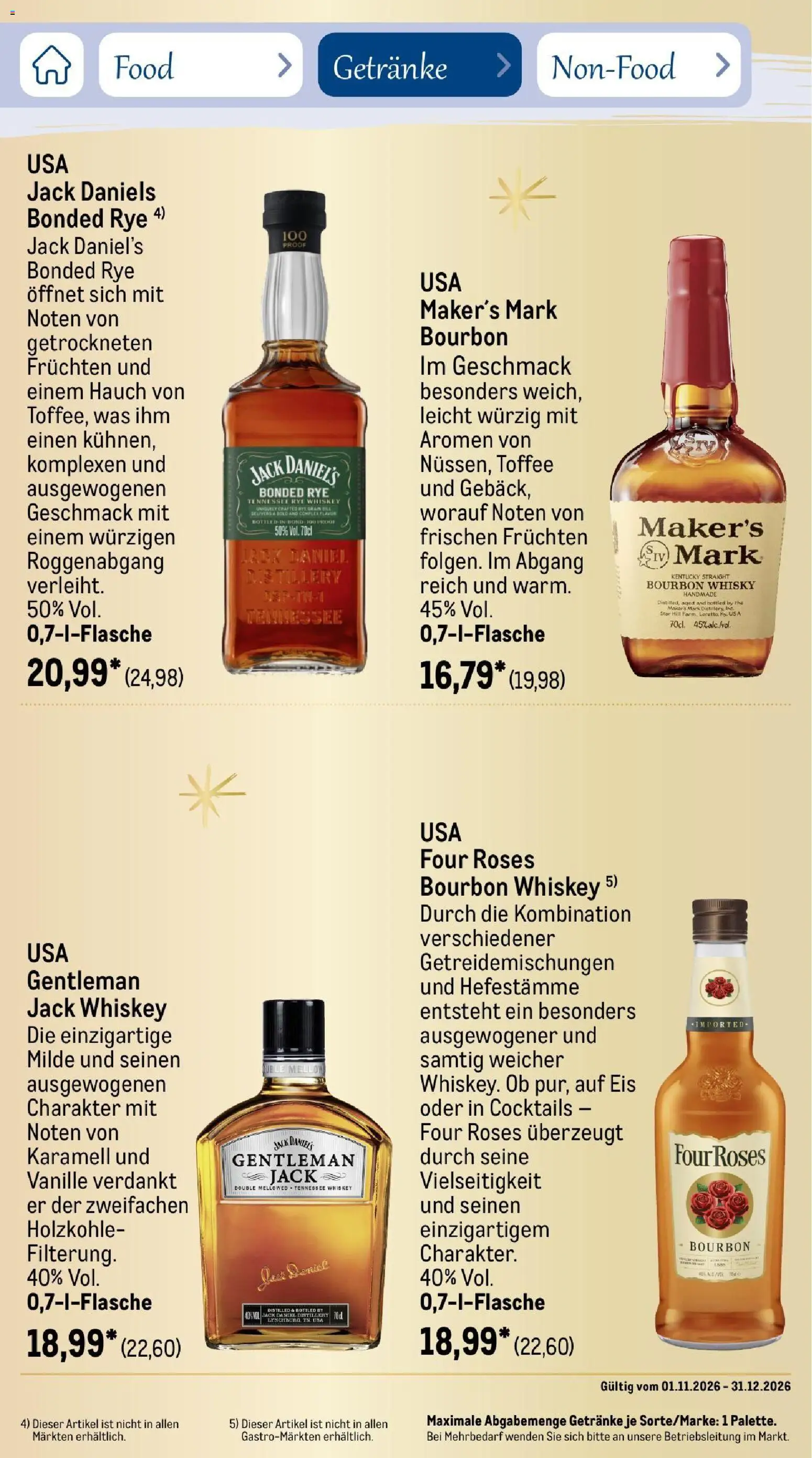 Vorschau von dem Prospekt des Geschäftes Metro, gültig ab dem 01.11.2026 - Eis, Whisky, Whiskey, Vanille, Player, Bourbon, Jack Daniel's