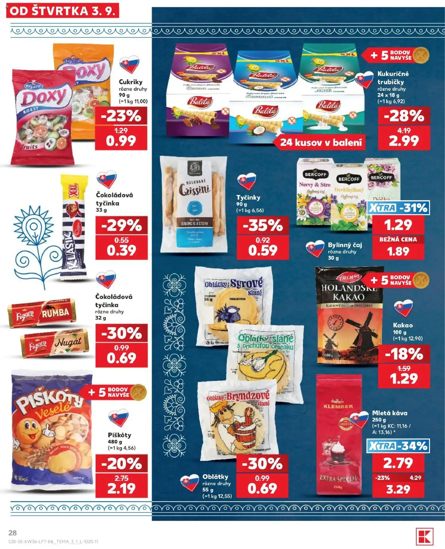 Náhľad Kaufland letáku platného od 03.09.2026 - Káva, Čaj, Kakao, Trubičky, Cukríky, Oblátky, Piškóty, Mletá káva