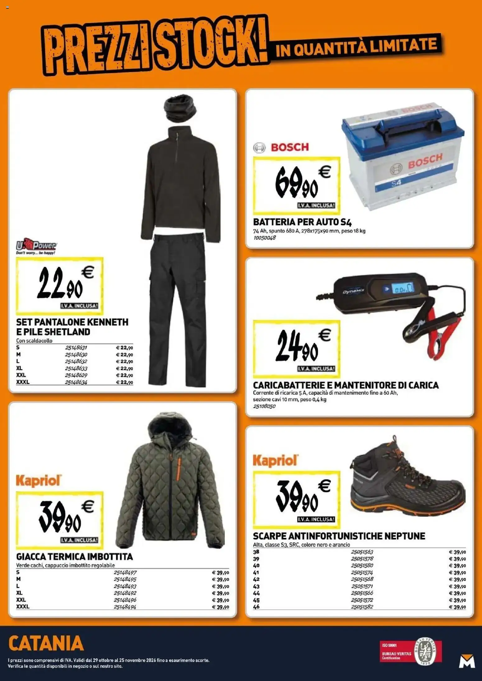 Anteprima dell'opuscolo TECNOMAT catalogo Misterbianco dal negozio TECNOMAT valido da 29/10/2026 - Scarpe, Batteria, Caricabatterie, Giacca, Pile, Cappuccio, Batteria per auto