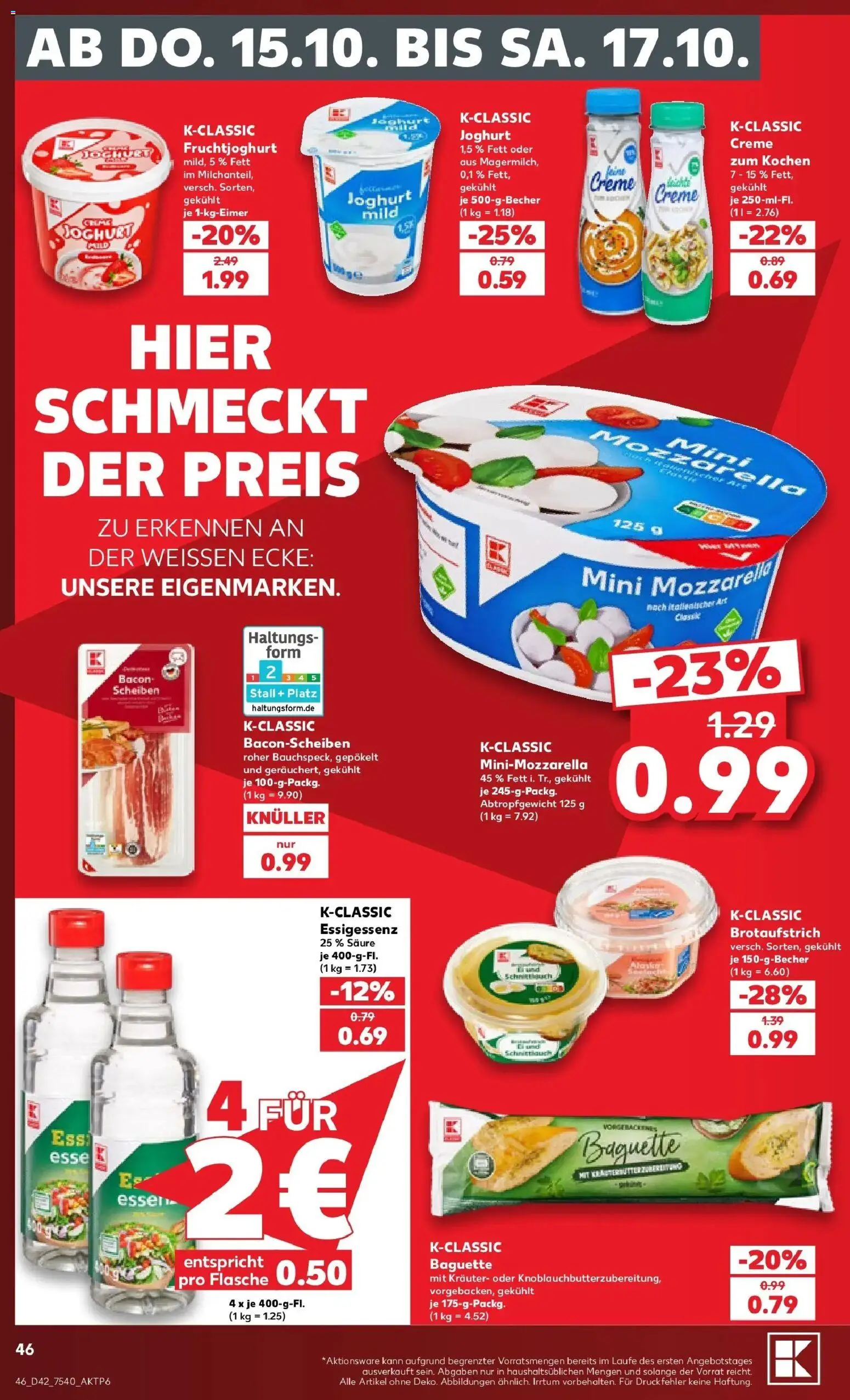 Vorschau von dem Prospekt des Geschäftes Kaufland, gültig ab dem 12.10.2026 - Joghurt, Mozzarella, Baguette, Creme, Fruchtjoghurt