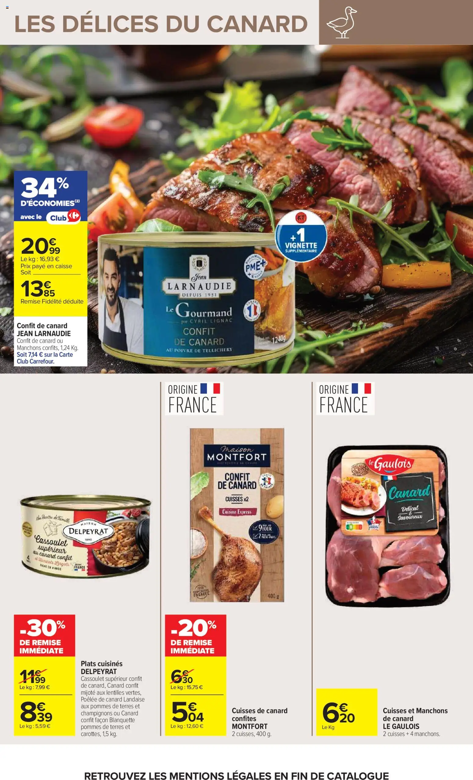 Prévisualisation de Carrefour Vos promos du quotidien du magasin Carrefour formulaire valide 27/10/2026 - Jean, Canard, Lentilles, Cassoulet, Confit de canard, Viande, Poivre, Plats cuisinés
