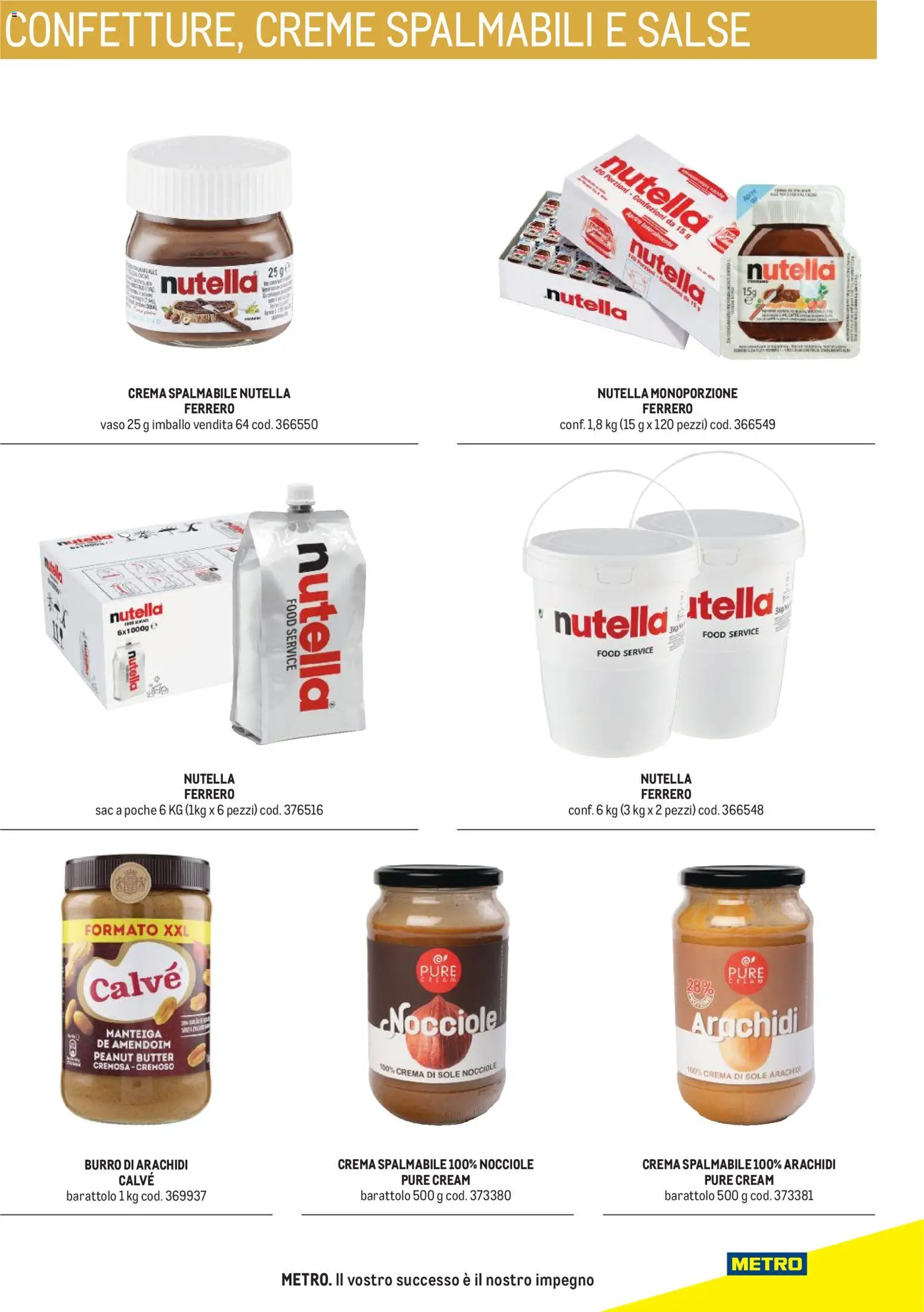 Anteprima dell'opuscolo Metro volantino Hotel dal negozio Metro valido da 31/08/2026 - Crema, Nutella, Burro di arachidi, Arachidi, Burro, Nocciole, Vaso, Salse
