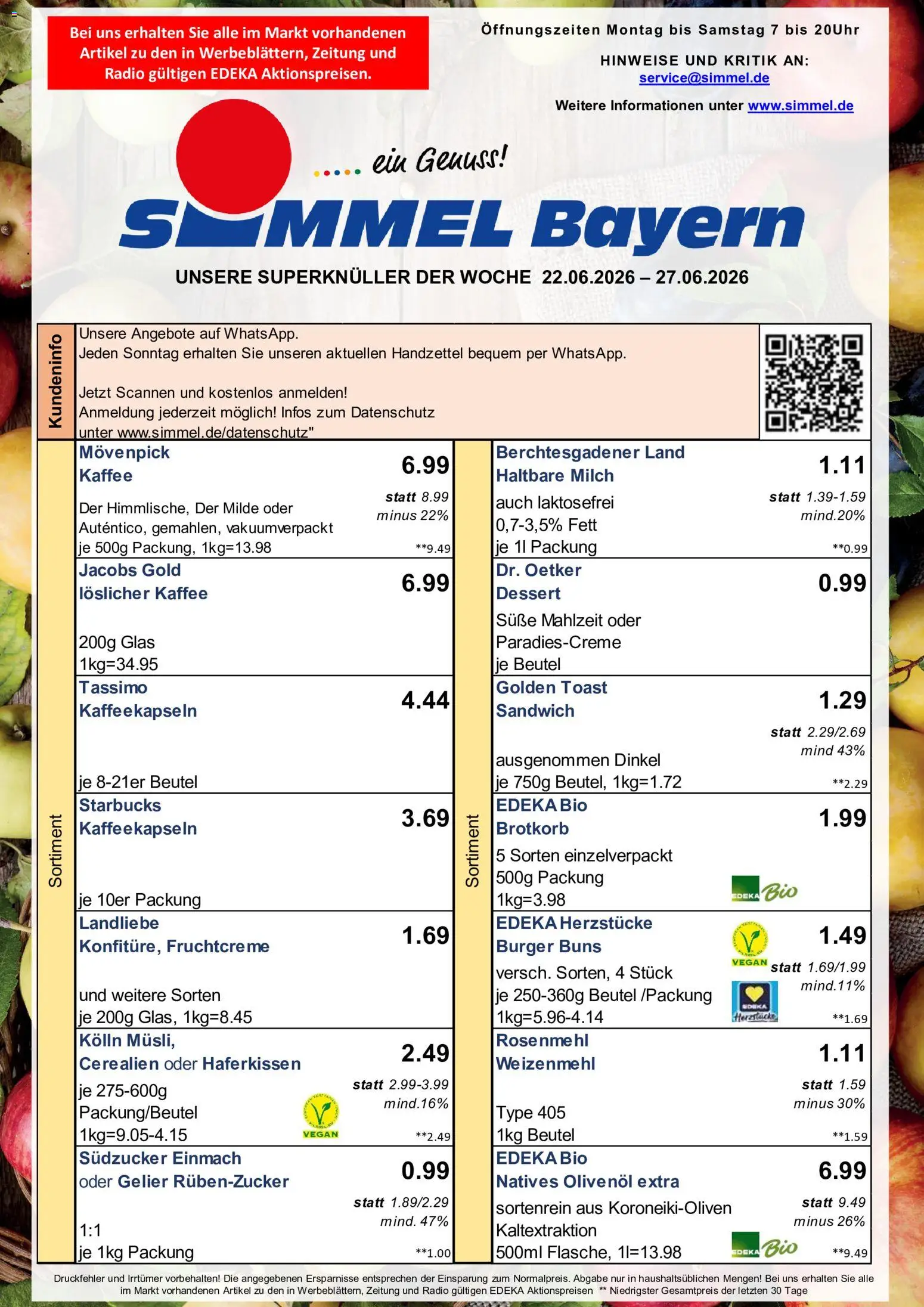 Vorschau von dem Prospekt des Geschäftes Simmel, gültig ab dem 22.06.2026 - Starbucks, Burger, Kaffee, Radio, Milch, Tassimo, Haltbare milch, Movenpick kaffee