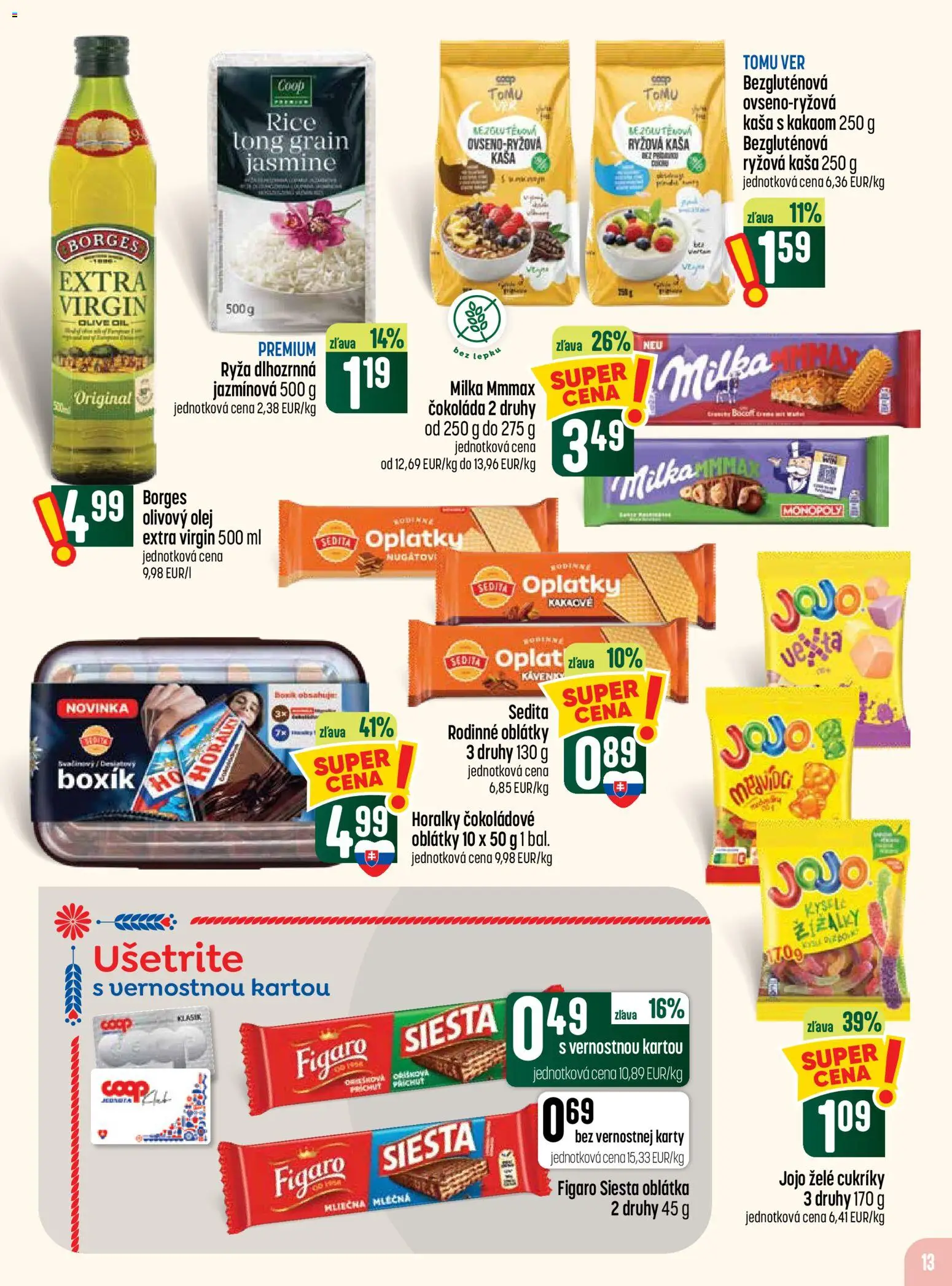 Náhľad COOP Jednota letáku platného od 29.10.2026 - Čokoláda, Olej, Milka, Olivový olej, Ryža, Kaša, Oblátky, Horálky