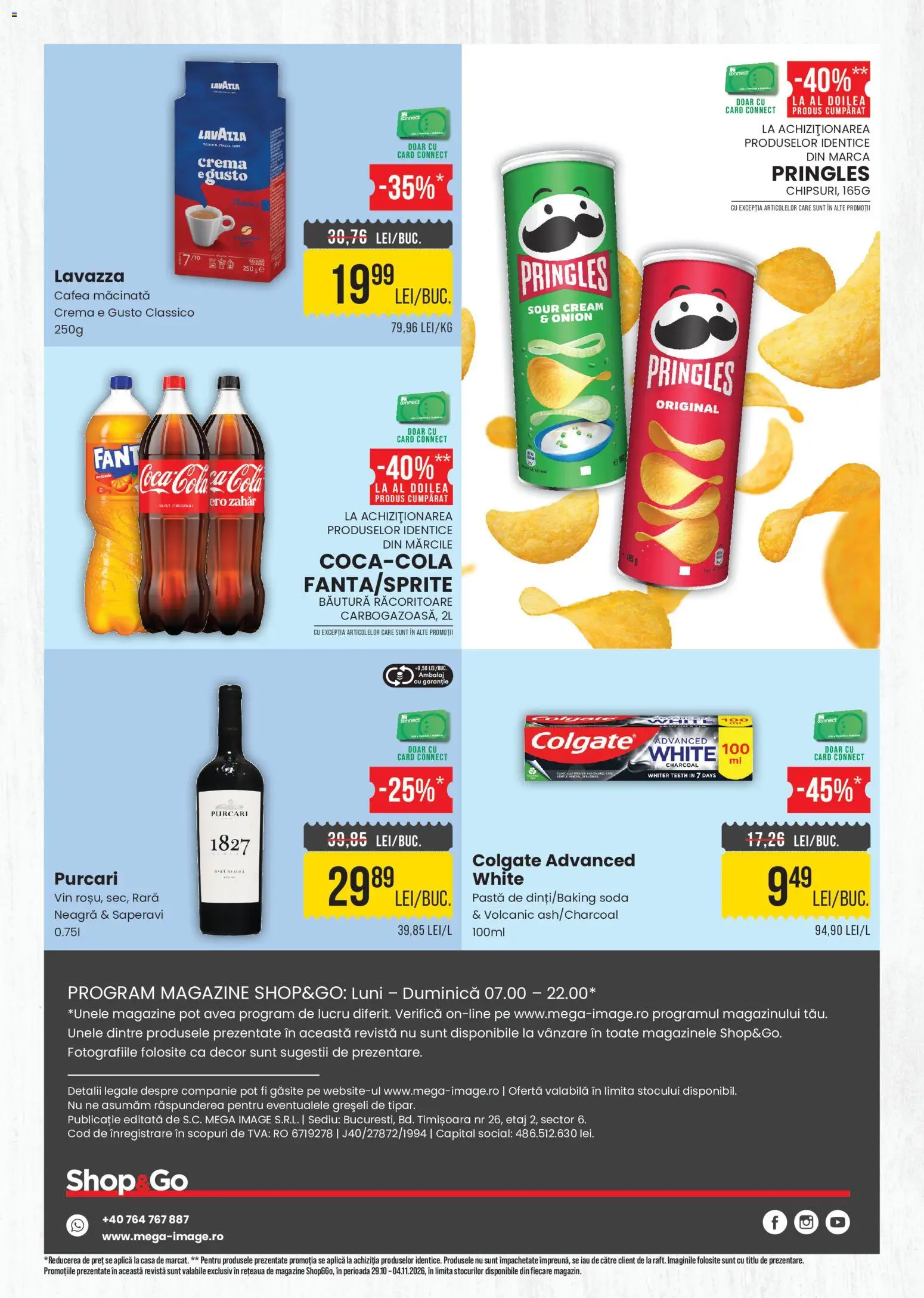 Previzualizarea de cataloage: Mega Image Mega Image Catalog Shop&Go valabil de la 29.10.2026 - Cafea, Vin, Pringles, Cola, Cremă, Zahăr, Aplică, Bautura racoritoare