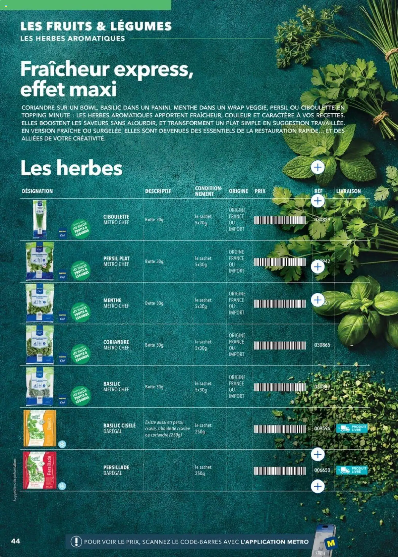 Prévisualisation de METRO - Restauration rapide du magasin METRO formulaire valide 14/04/2026 - Livre, Fruits, Coriandre, Persil, Wrap, Menthe, Herbes aromatiques