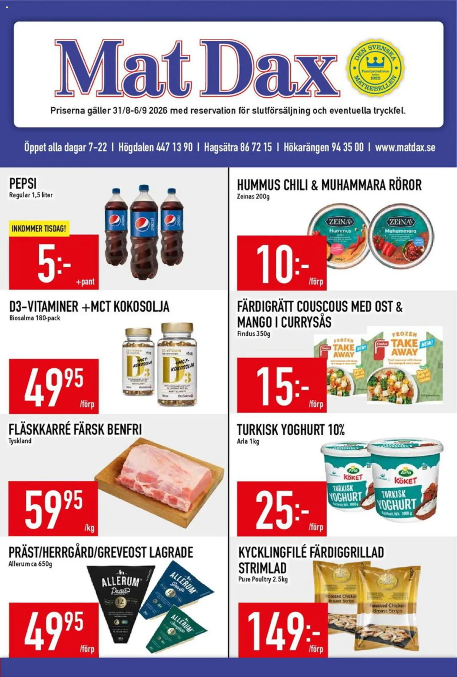 Förhandsgranska reklamblad Matdax erbjudanden från butik Matdax gäller från 31/08/2026